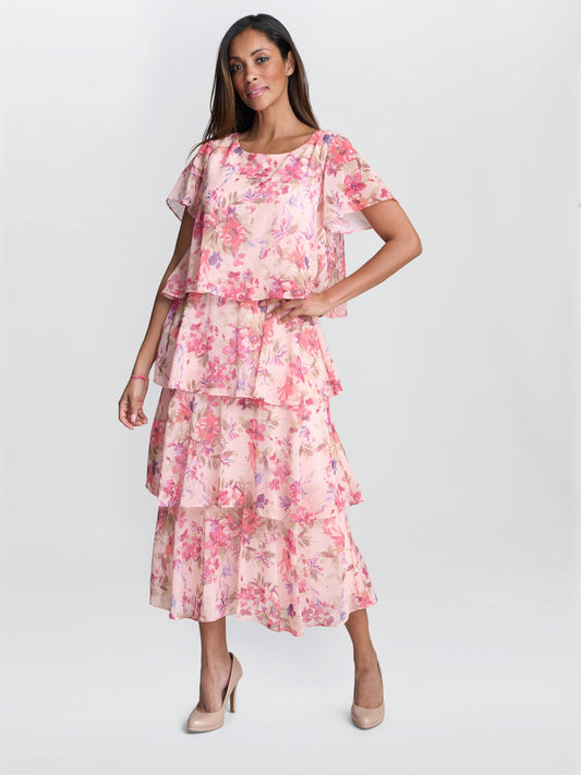  Essie Midi Length Printed Tier Dress