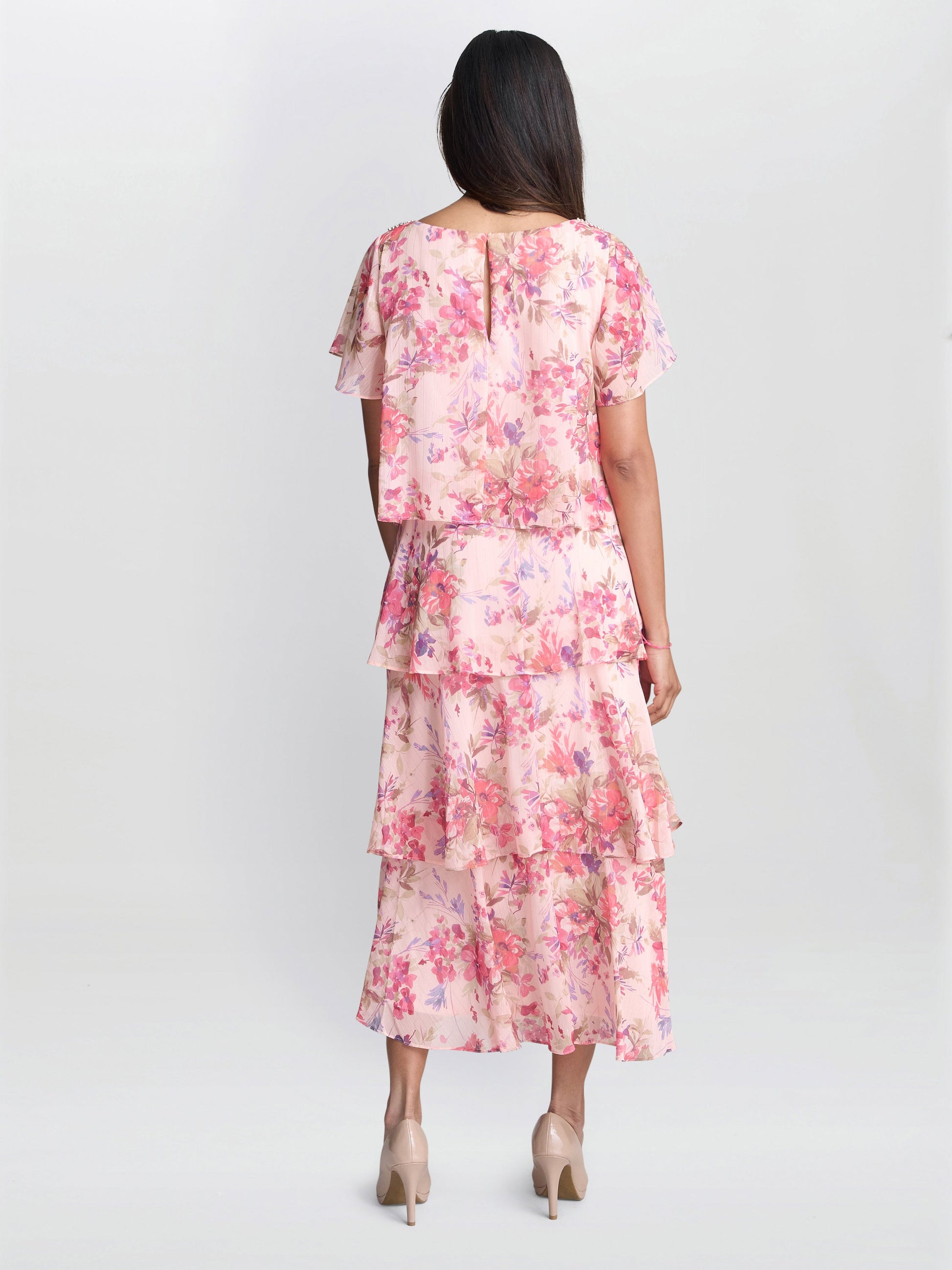 Essie Midi Length Printed Tier Dress