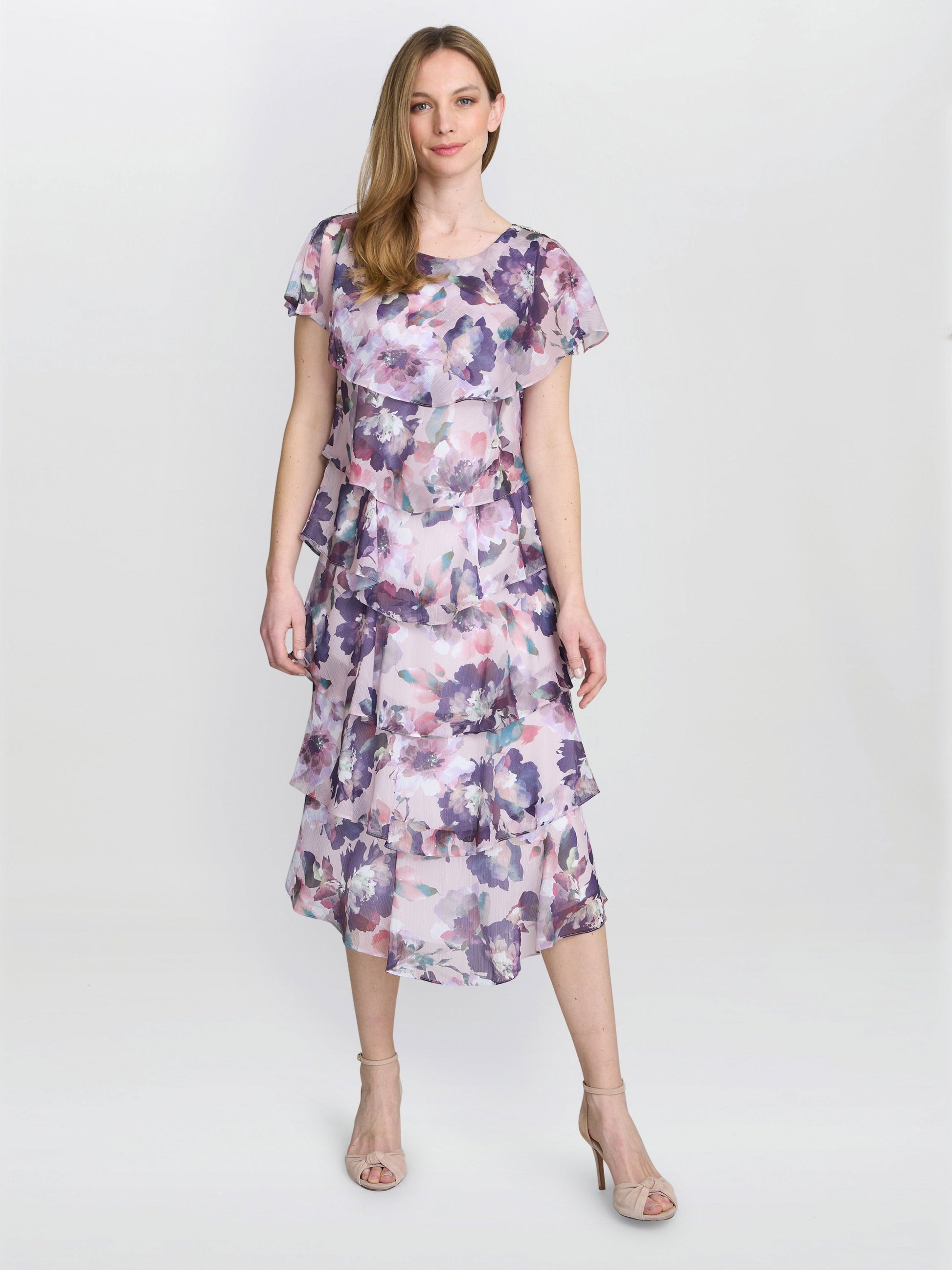 Livvy Midi Length Printed Tier Dress