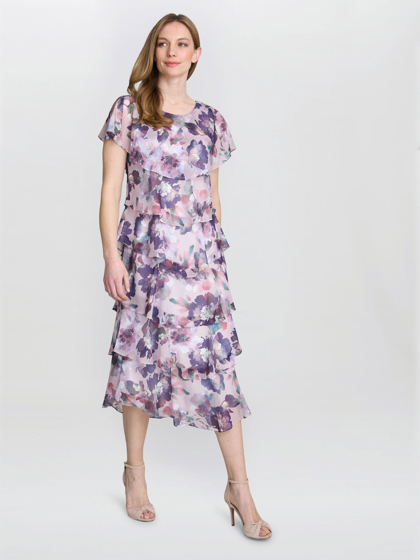  Livvy Midi Length Printed Tier Dress