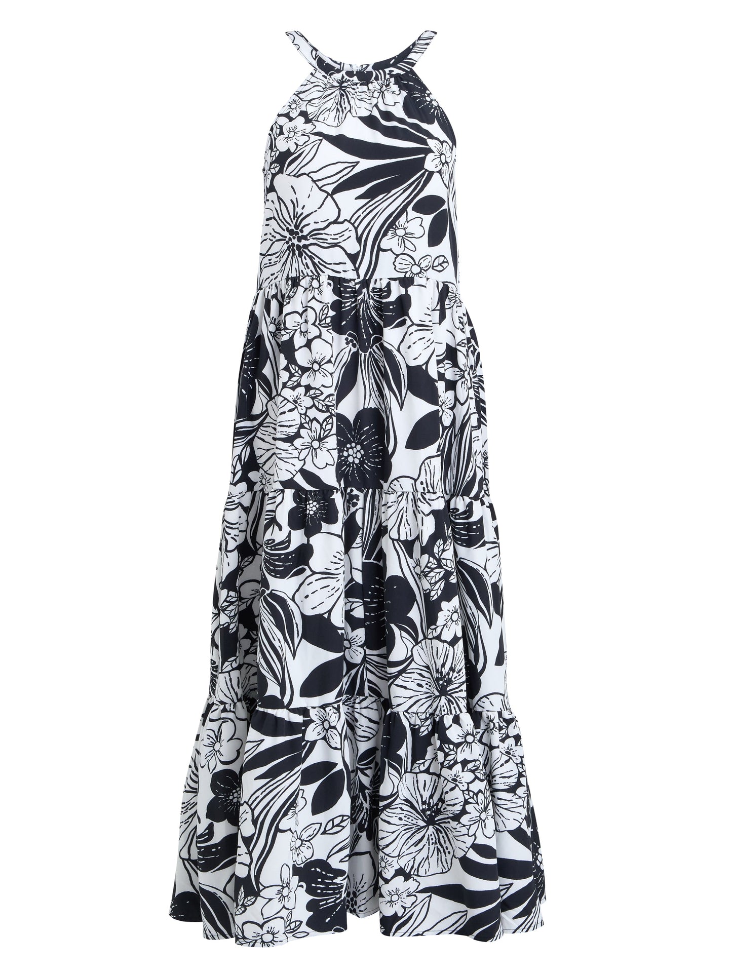  Dina Halter Crepe Printed Maxi Dress