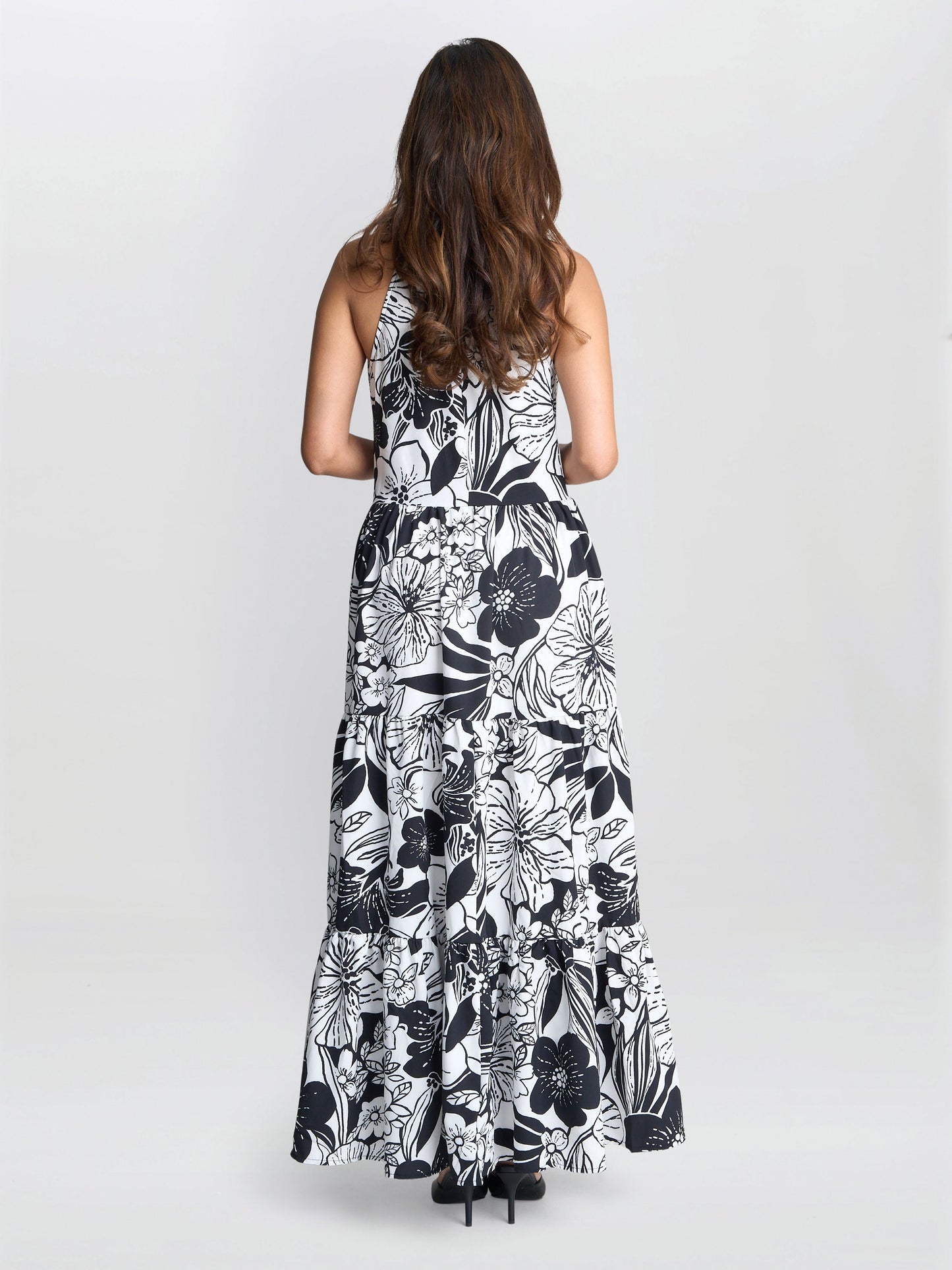  Dina Halter Crepe Printed Maxi Dress