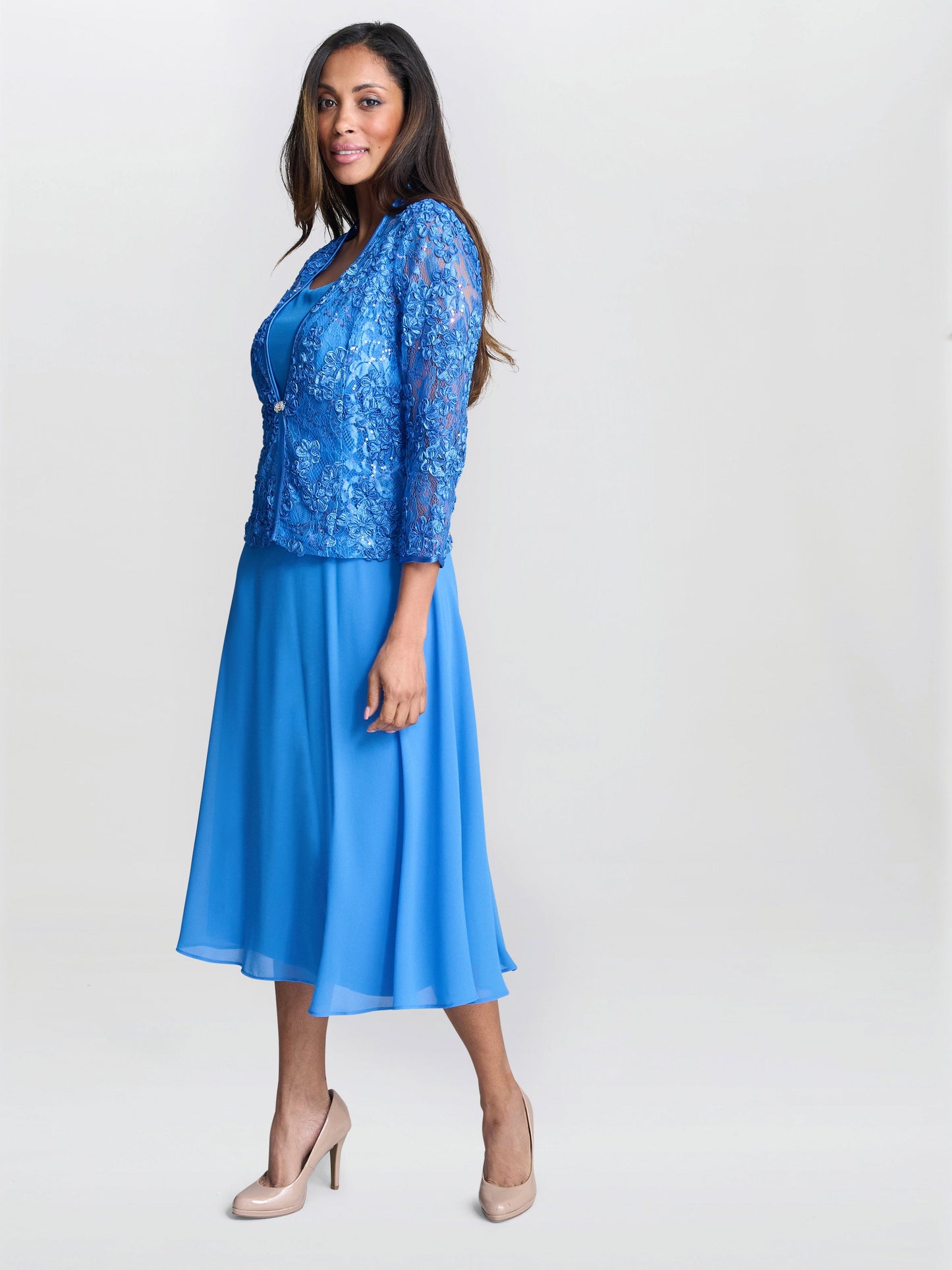  Adele Soutache Lace Jacket With Chiffon Dress