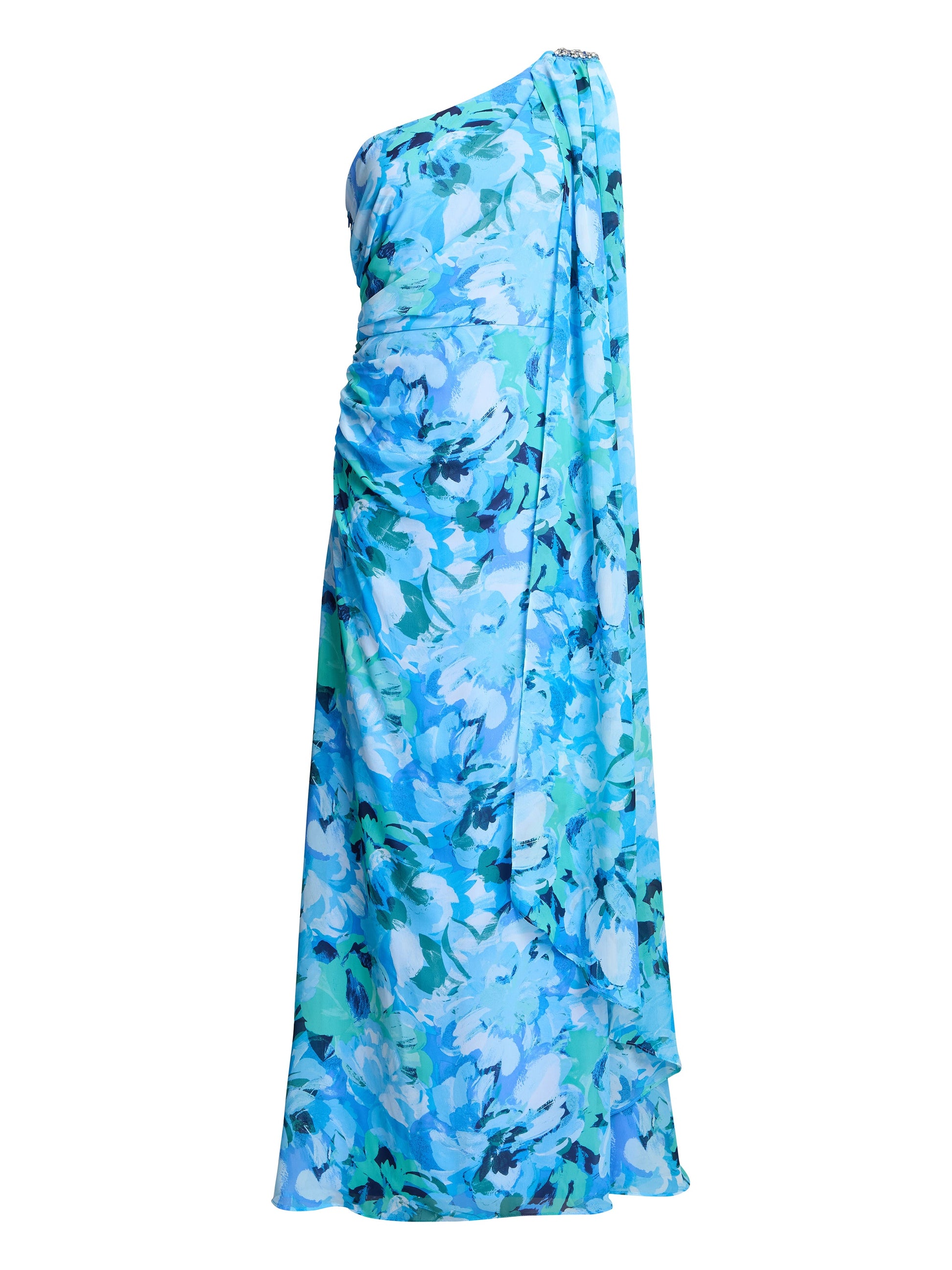 Amelie Printed Chiffon Maxi Dress With Beaded Shoulder