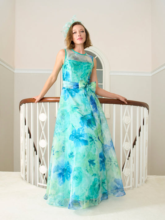  Amy Printed Organza Maxi Dress