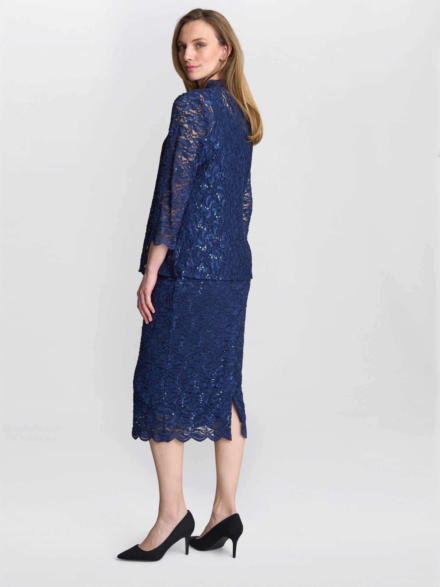  Alannah Sequin Lace Shift Dress And Jacket