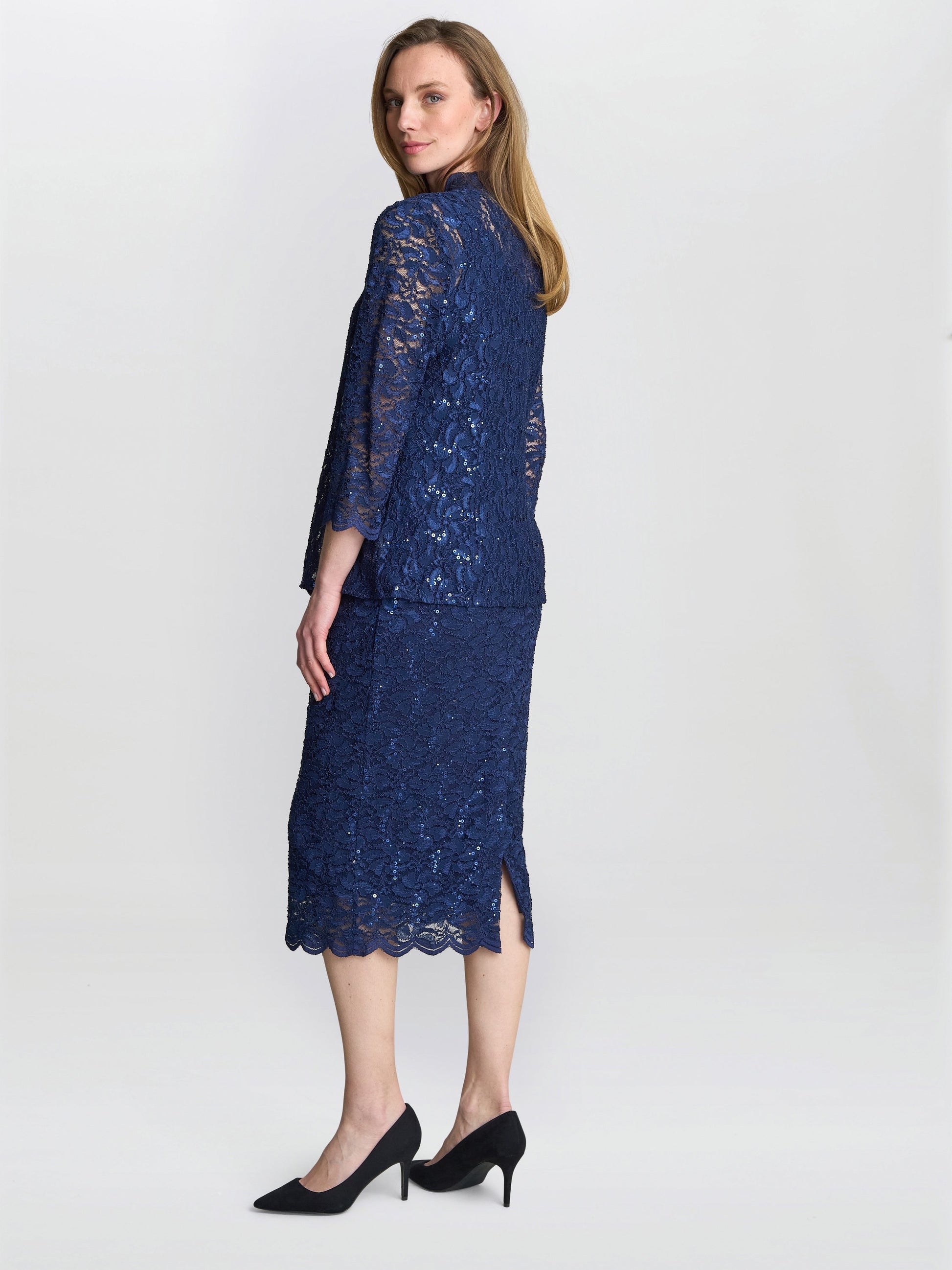  Alannah Sequin Lace Shift Dress And Jacket