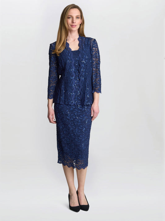  Alannah Sequin Lace Shift Dress And Jacket