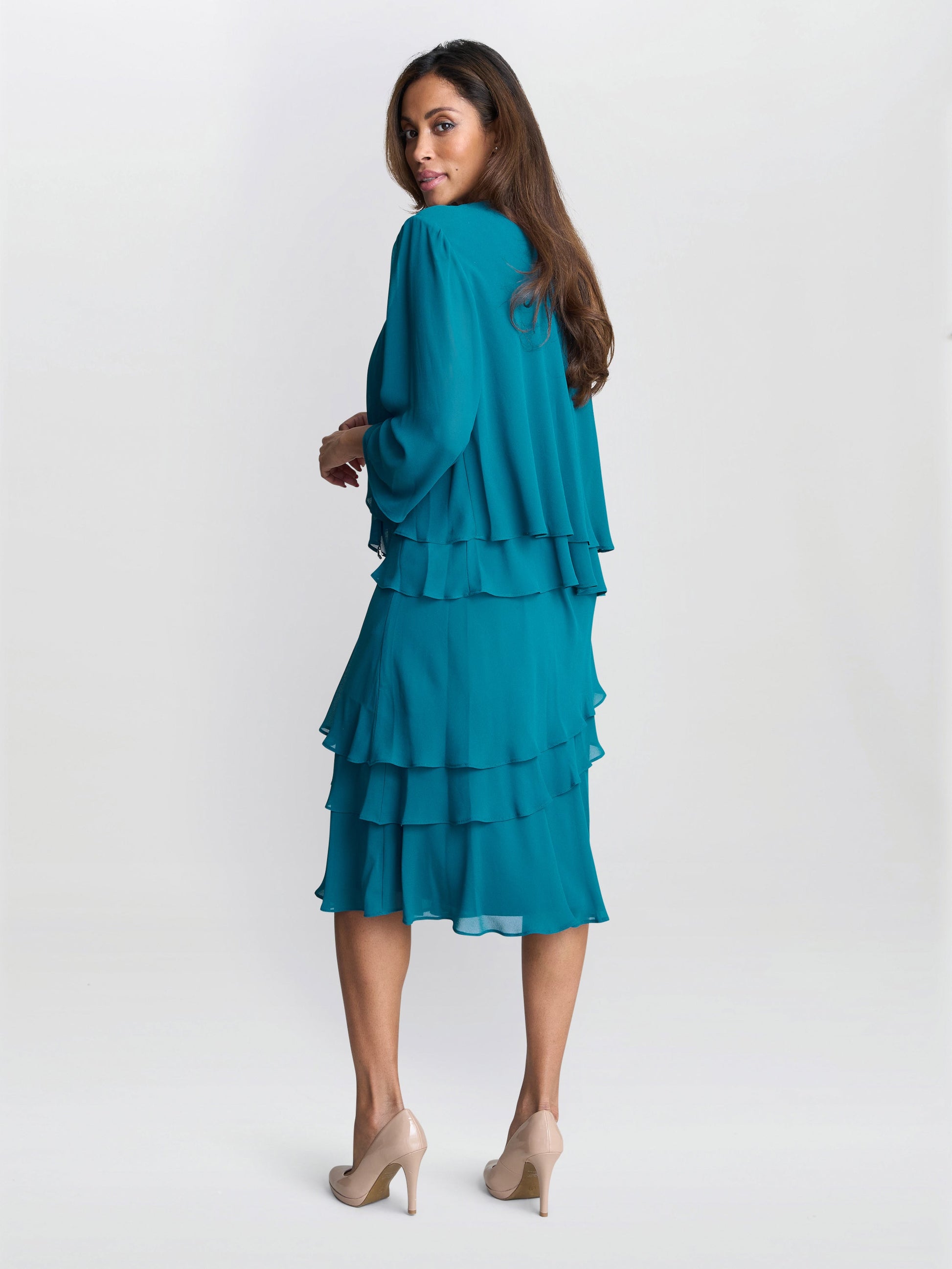  Lola Jacket And Asymmetric Triple Tiered Dress