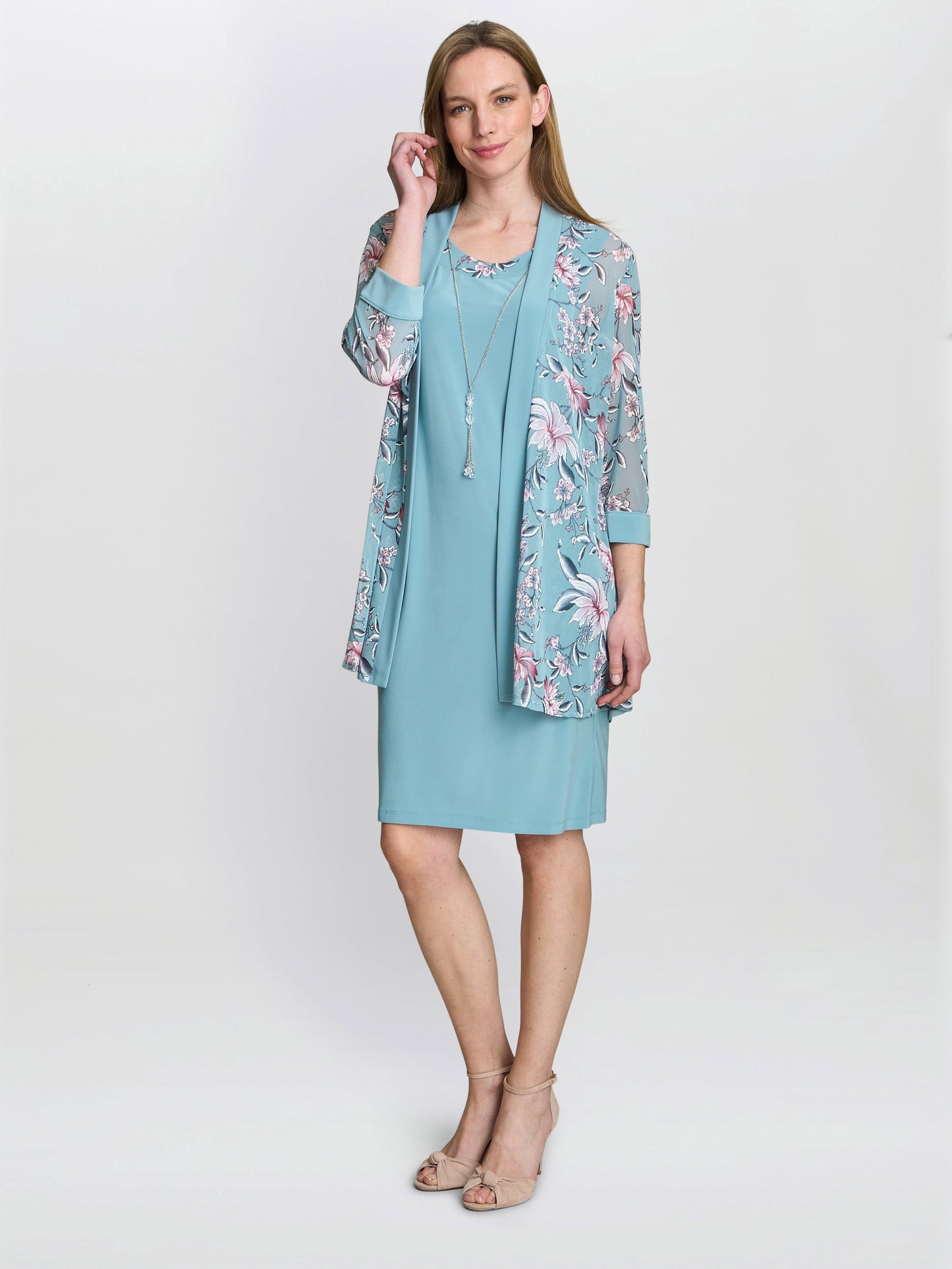  Callie Printed Dress And Jacket With Detachable Necklace