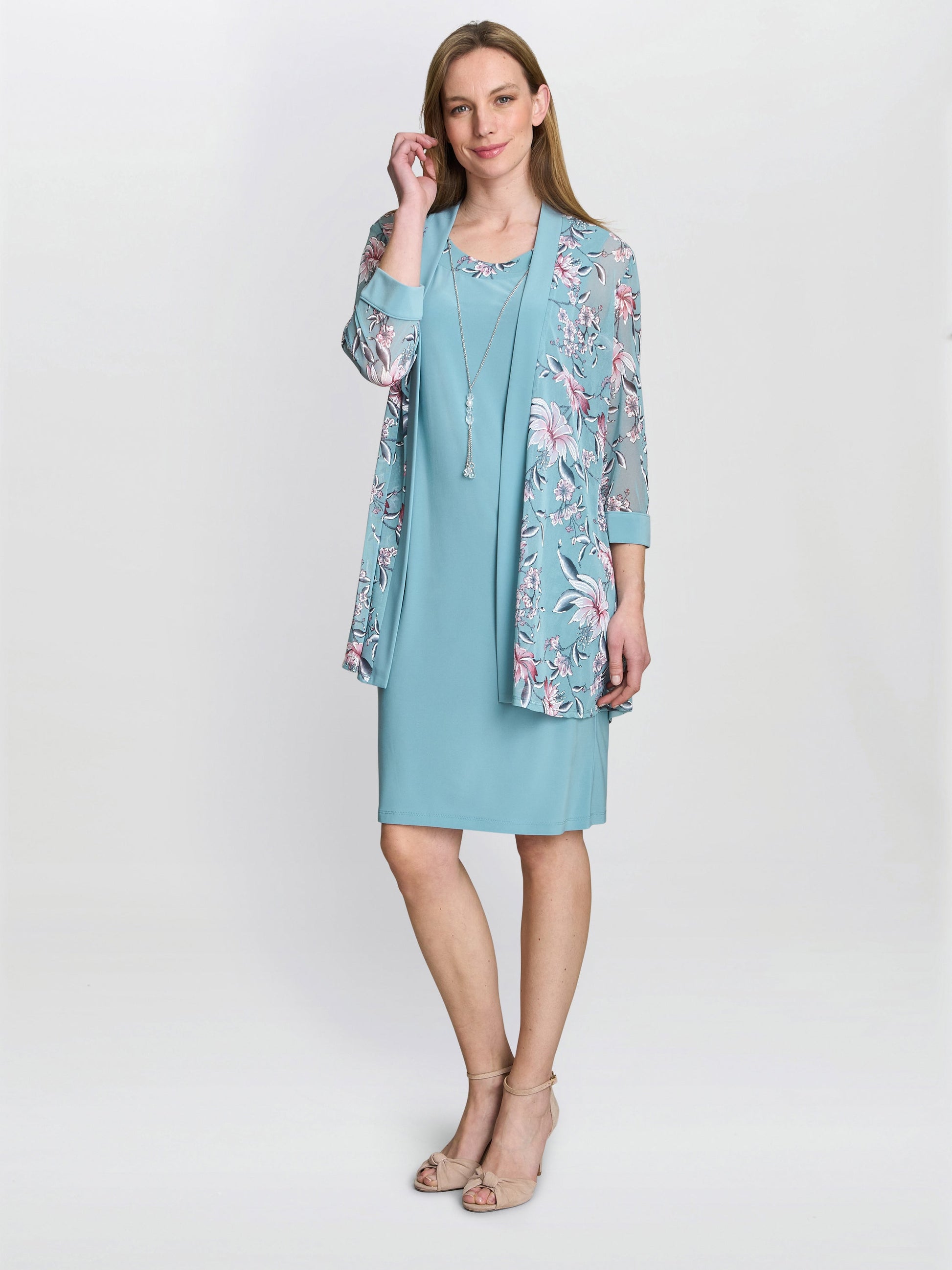  Callie Printed Dress And Jacket With Detachable Necklace