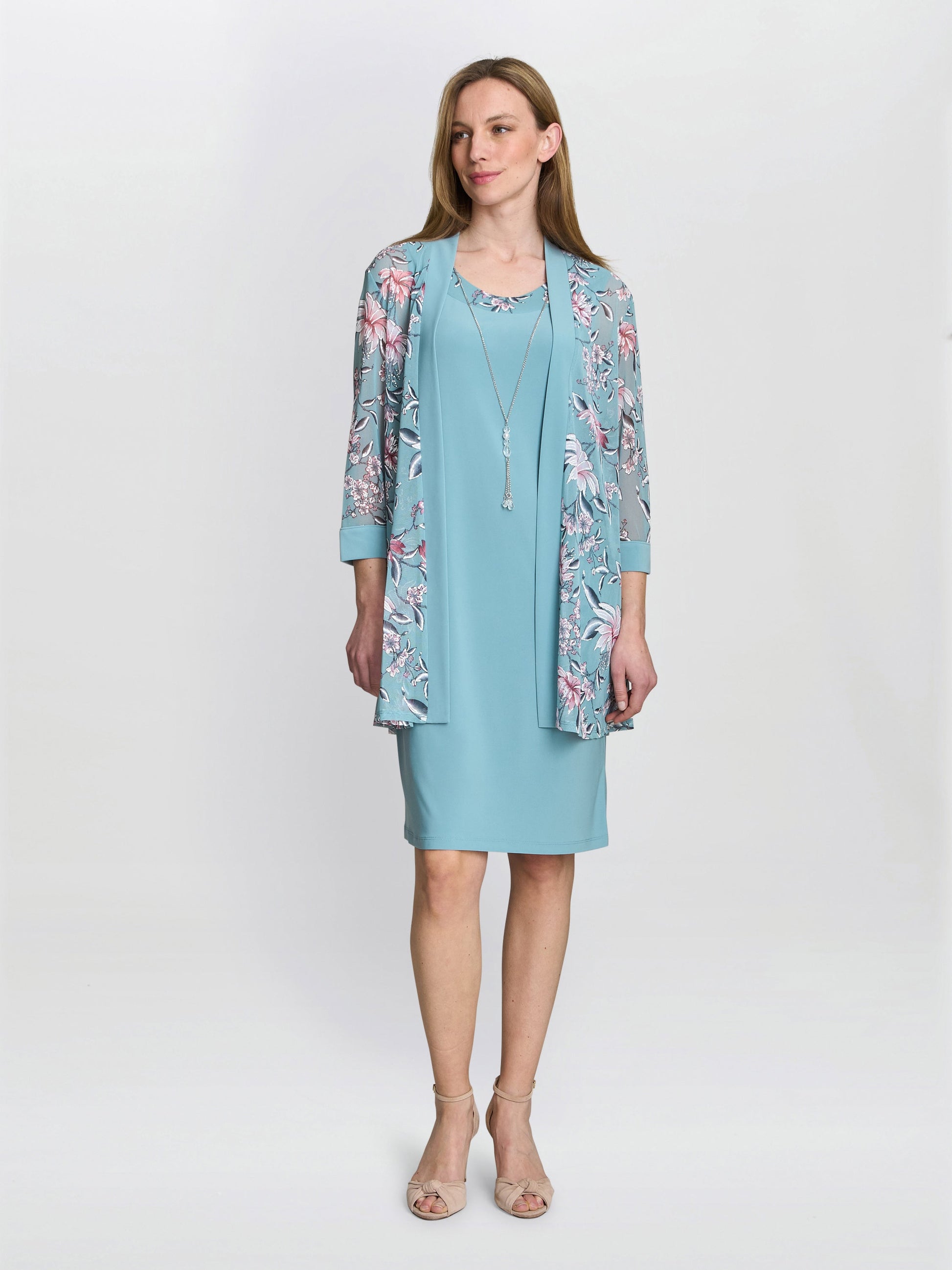 Callie Printed Dress And Jacket With Detachable Necklace