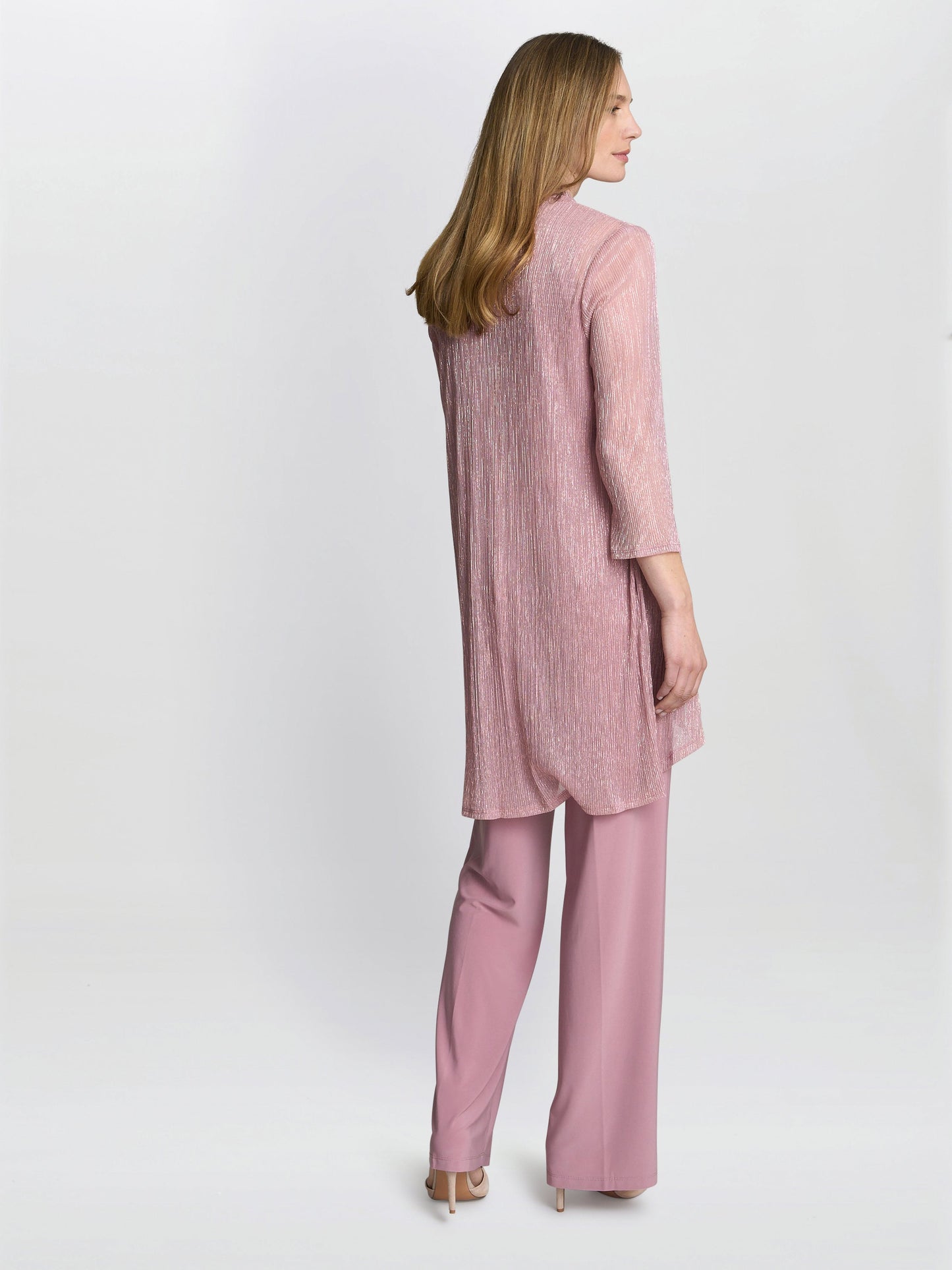  Natasha Three Piece Metallic Crinkle Trouser Suit