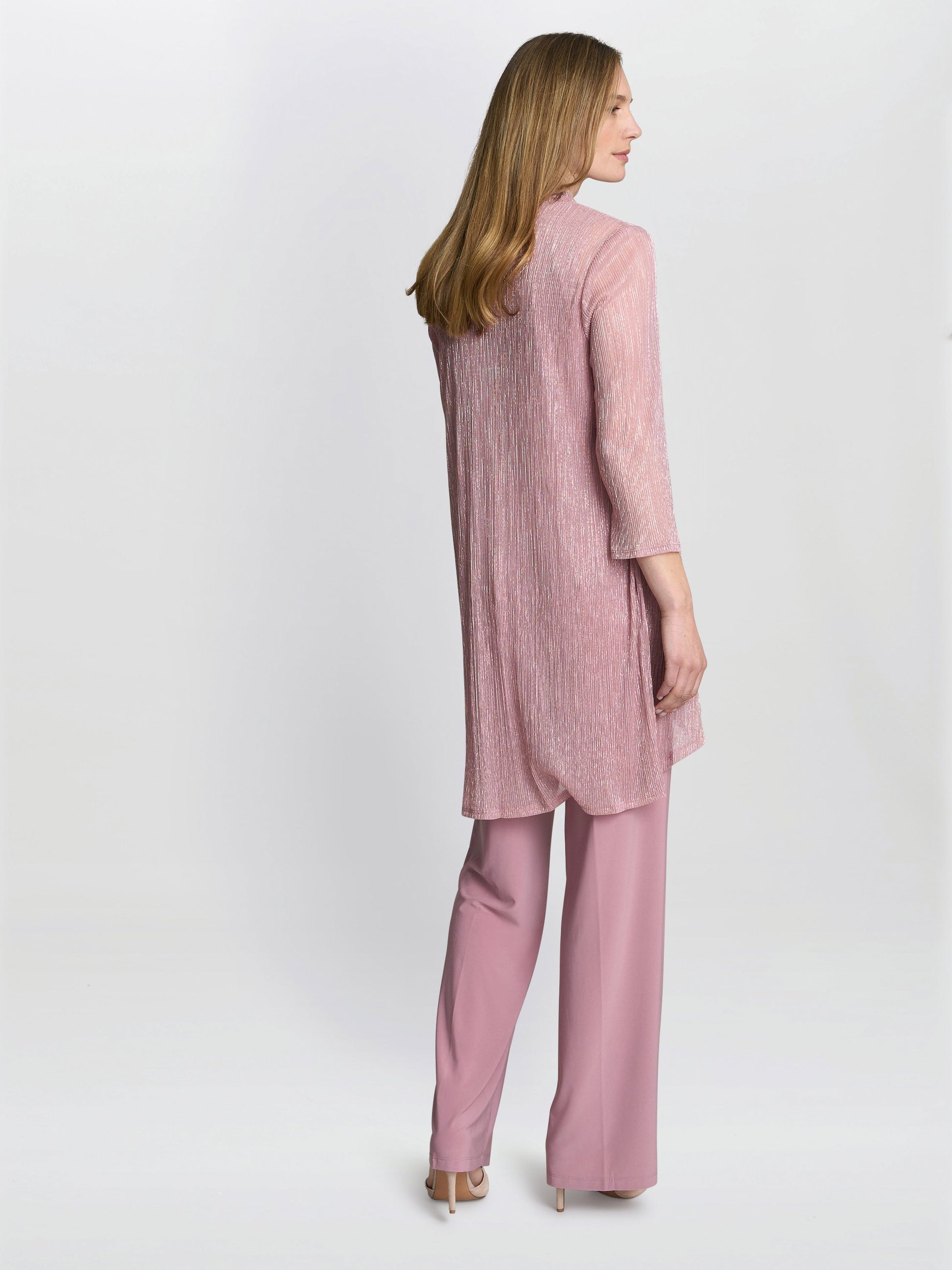  Natasha Three Piece Metallic Crinkle Trouser Suit