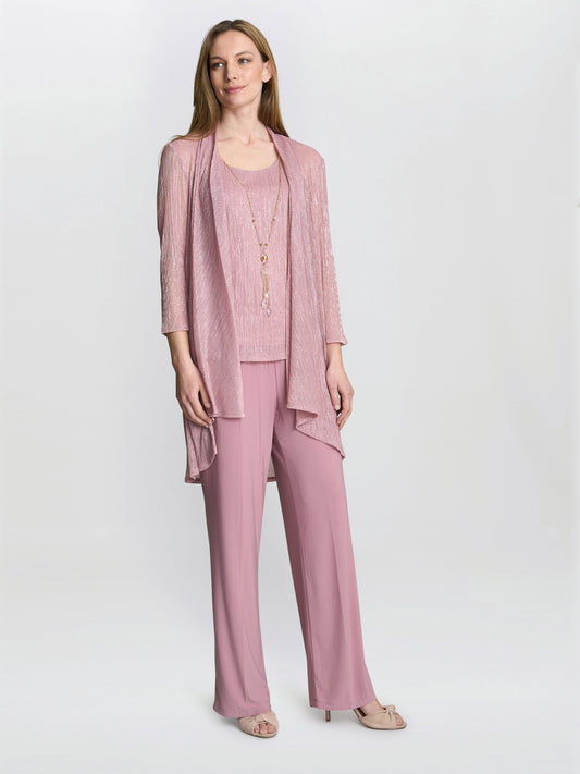  Natasha Three Piece Metallic Crinkle Trouser Suit