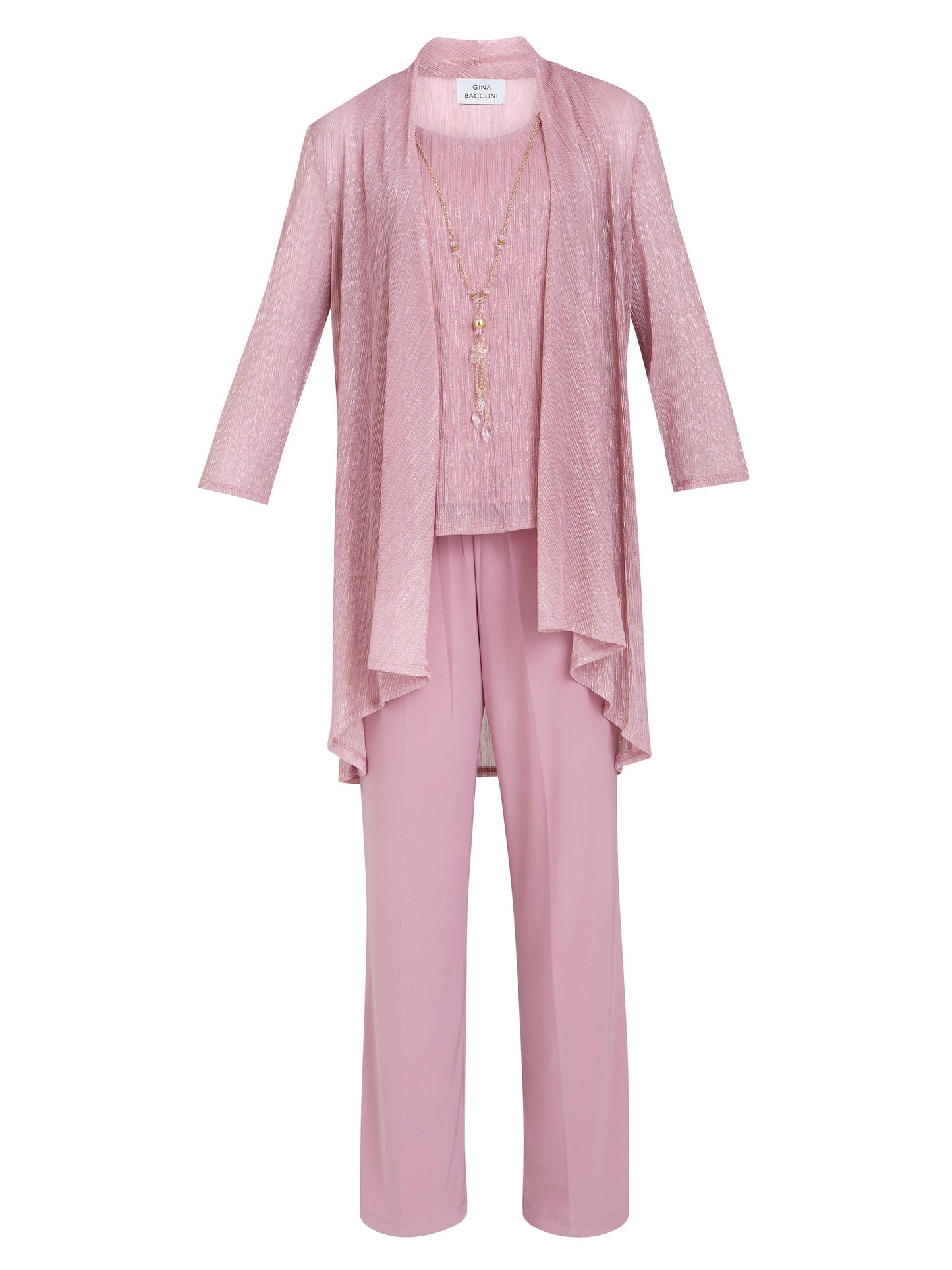  Natasha Three Piece Metallic Crinkle Trouser Suit
