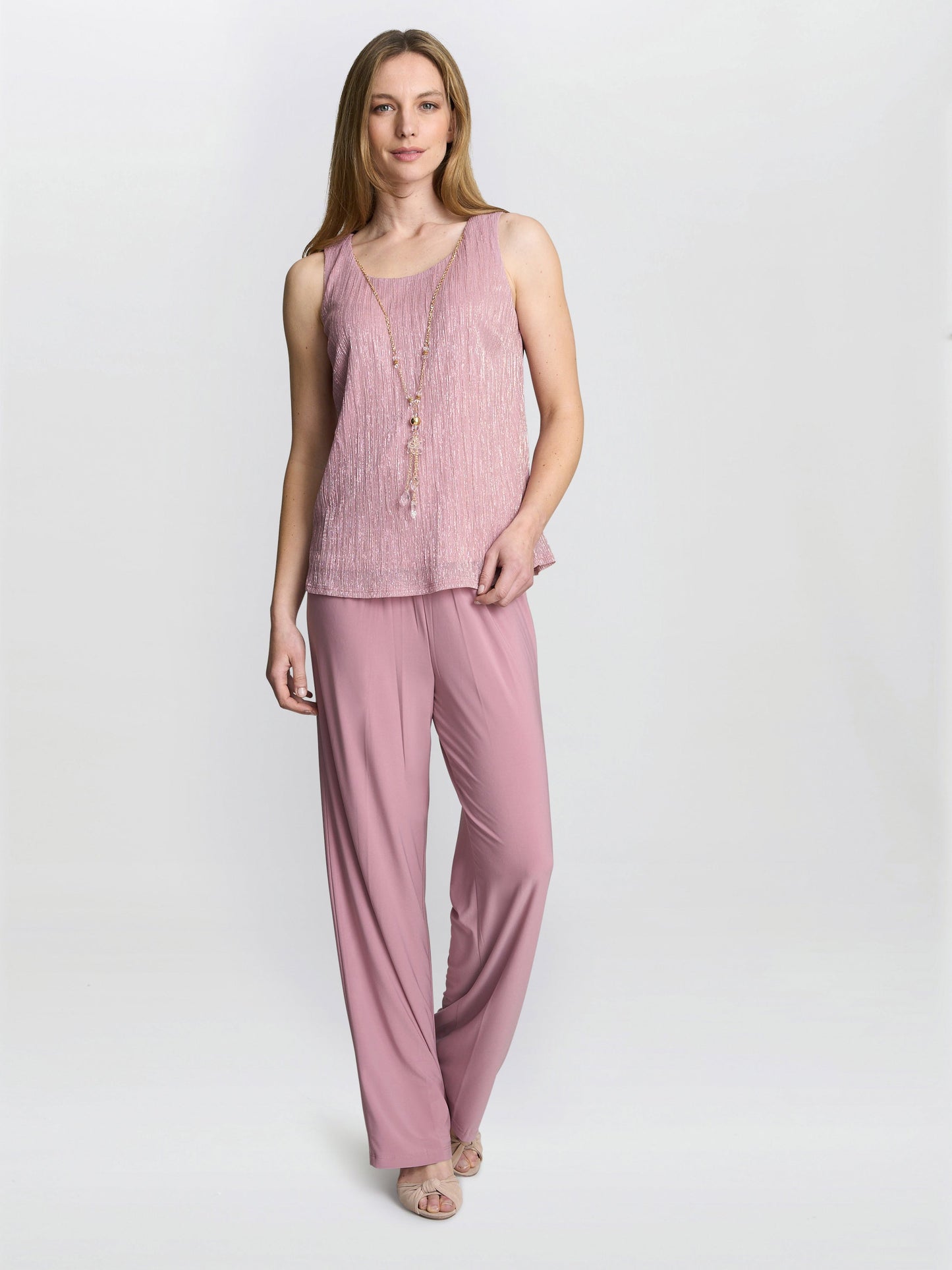  Natasha Three Piece Metallic Crinkle Trouser Suit