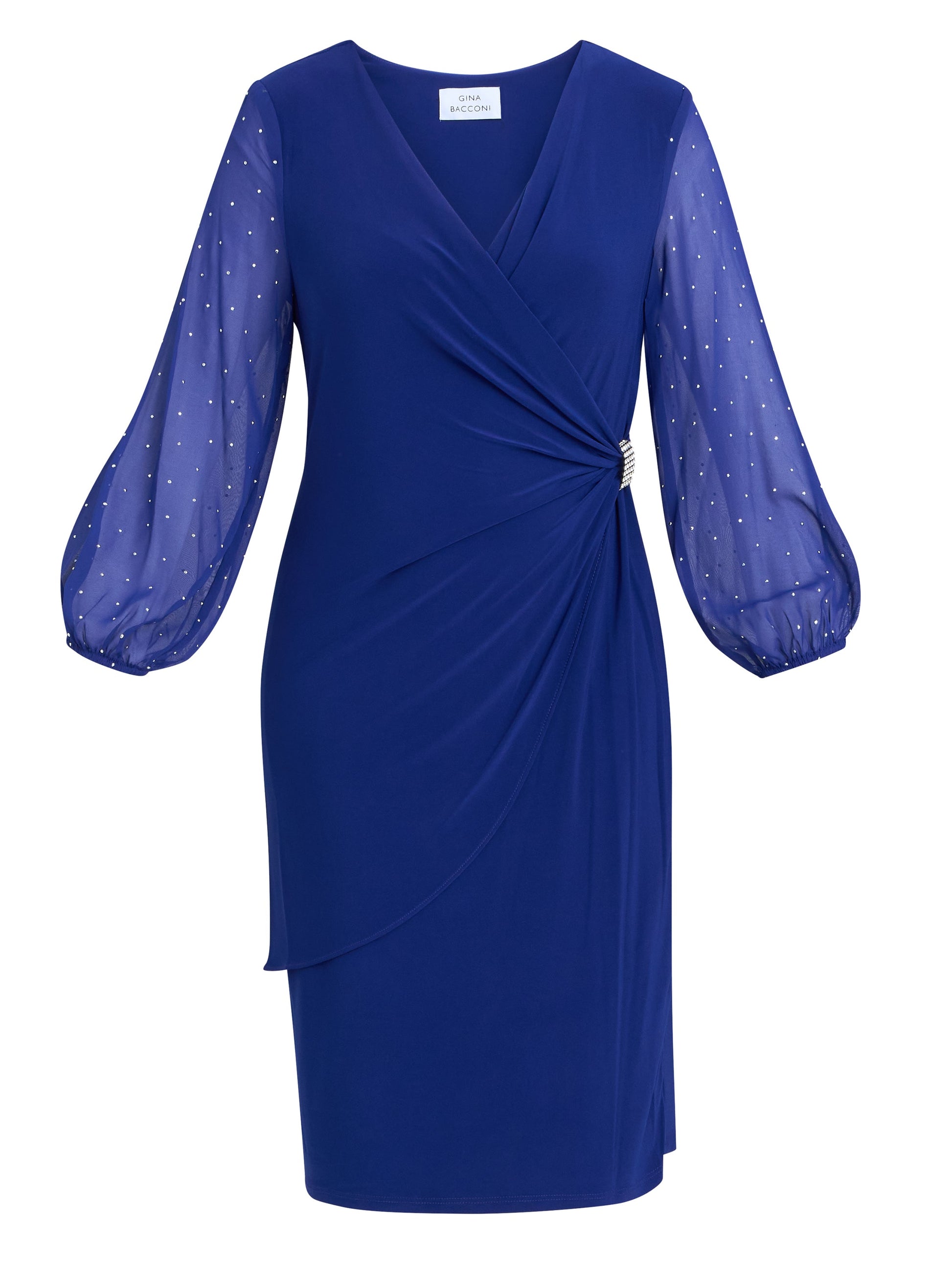  Elaine Wrap Dress With Stud Sleeve