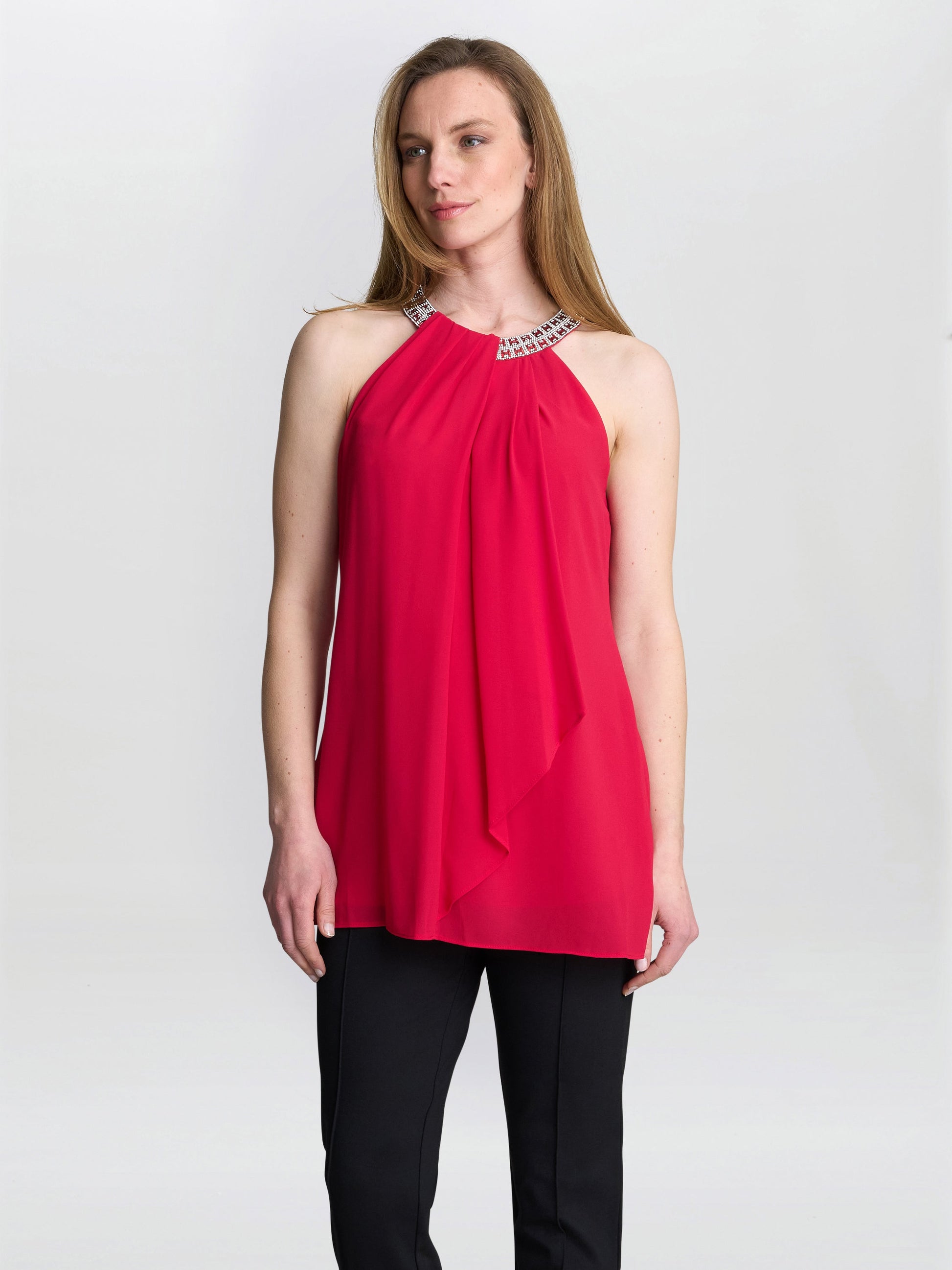  Elle Halter Top With Beaded Neck