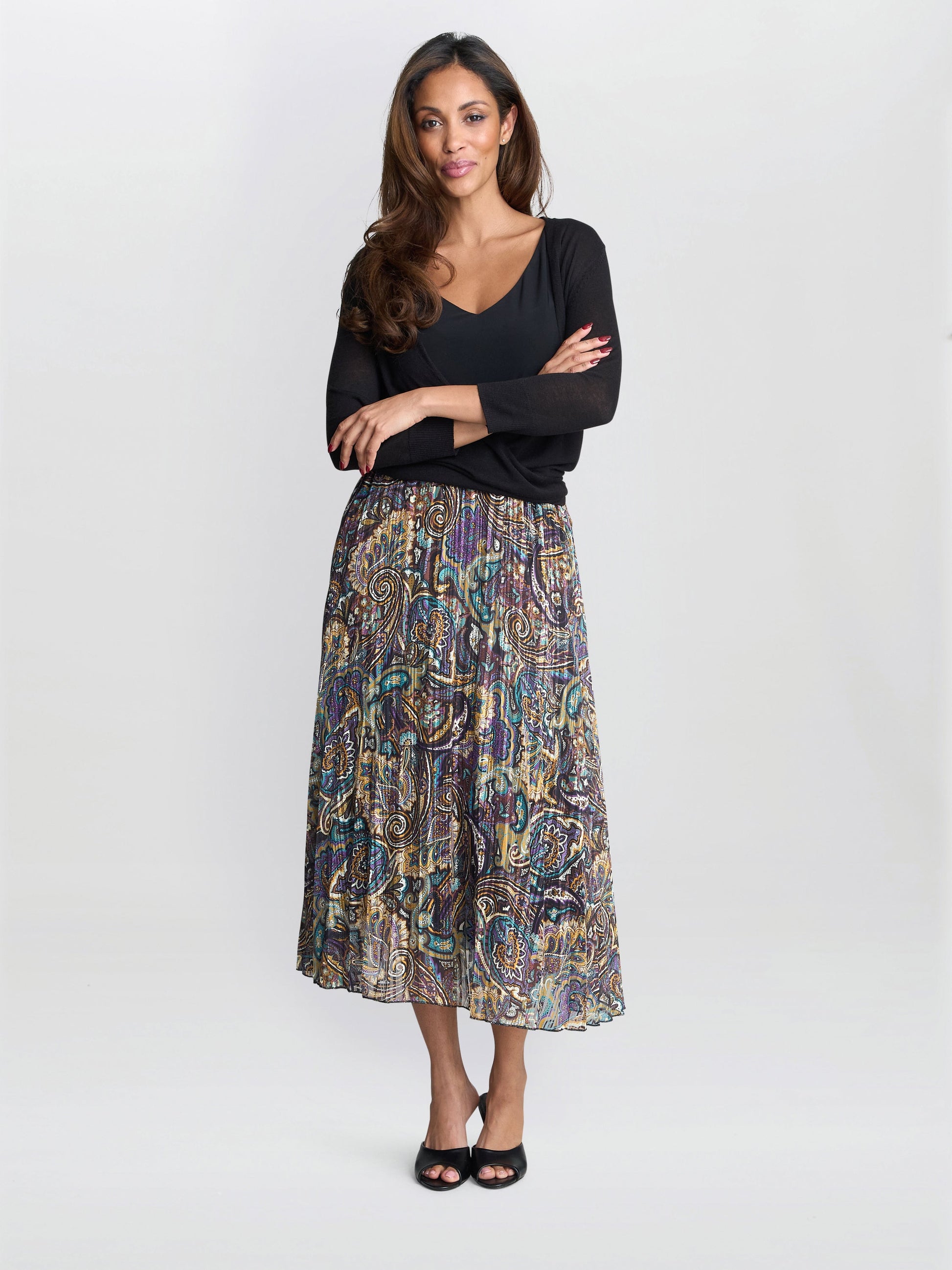  Pleated Jacquard Skirt
