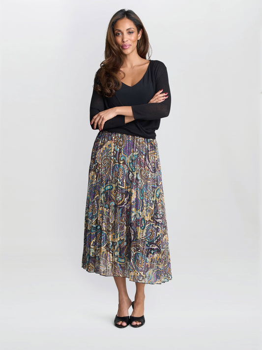  Pleated Jacquard Skirt