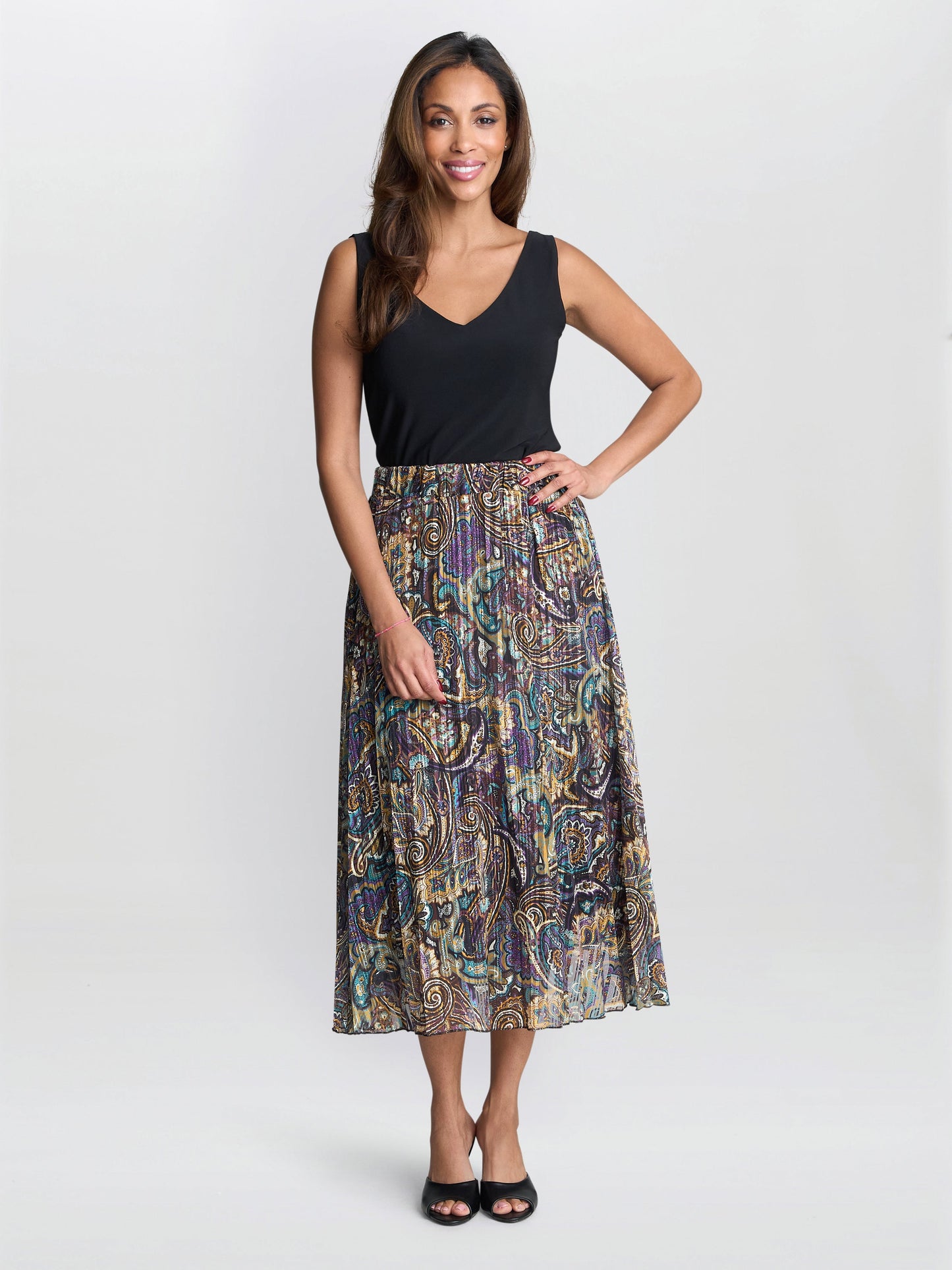  Pleated Jacquard Skirt