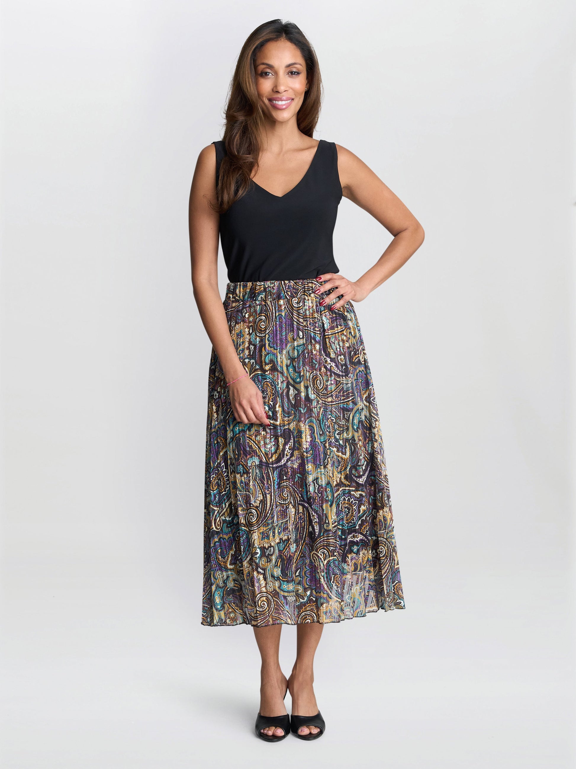  Pleated Jacquard Skirt