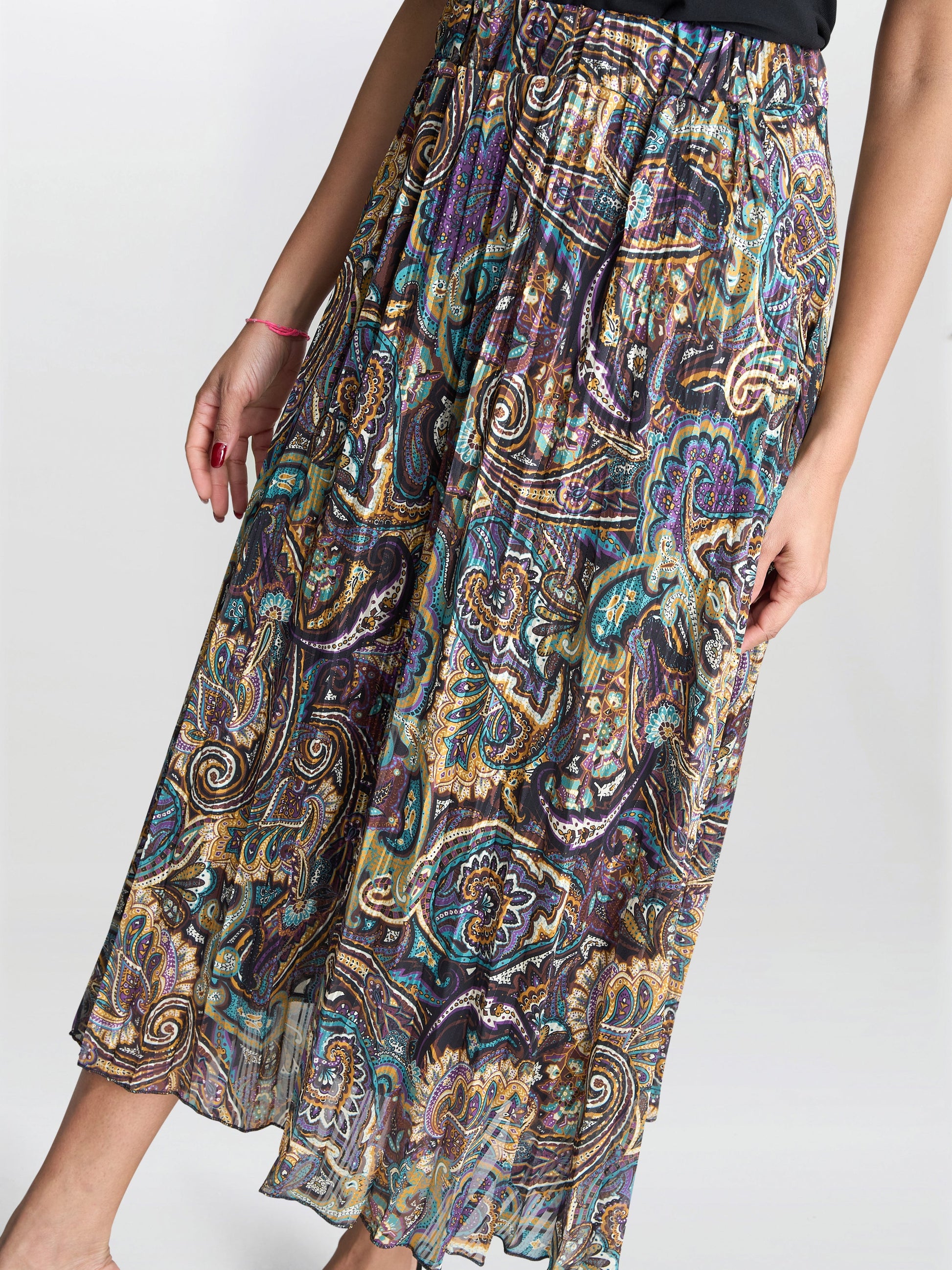  Pleated Jacquard Skirt