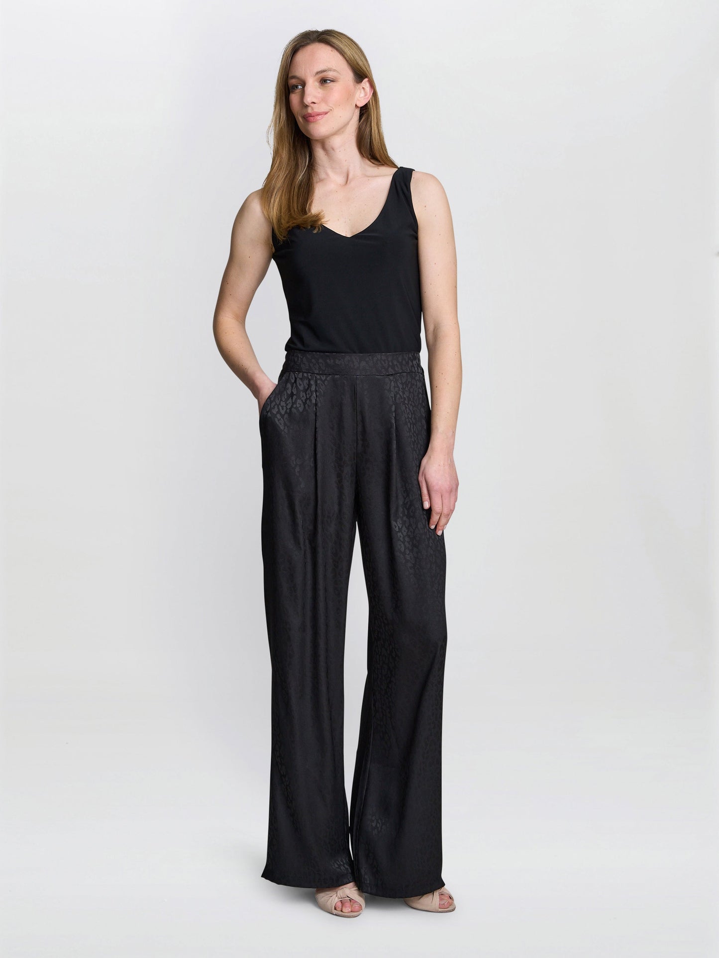  Sabine Satin Jacquard Pull On Trouser