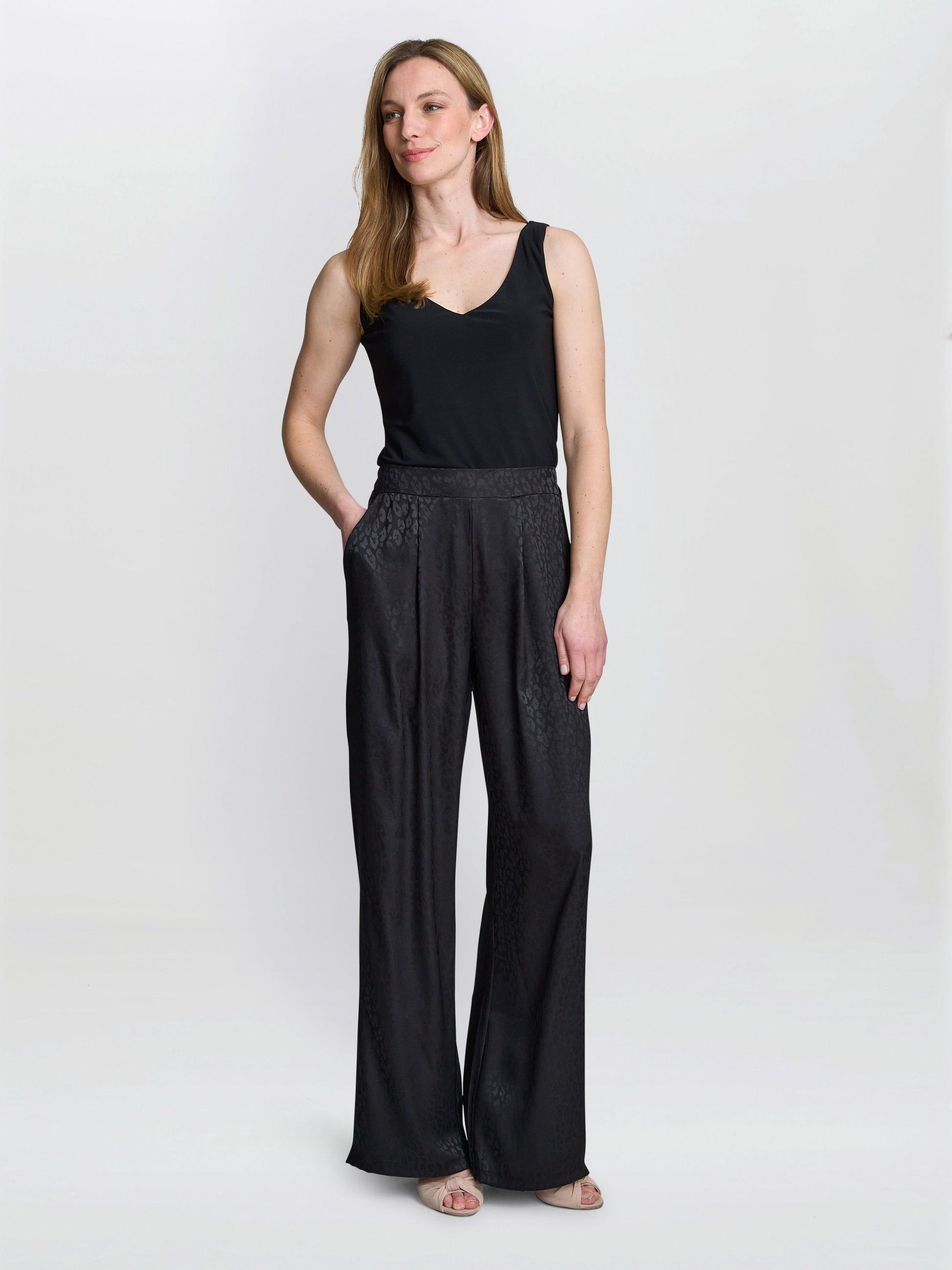  Sabine Satin Jacquard Pull On Trouser