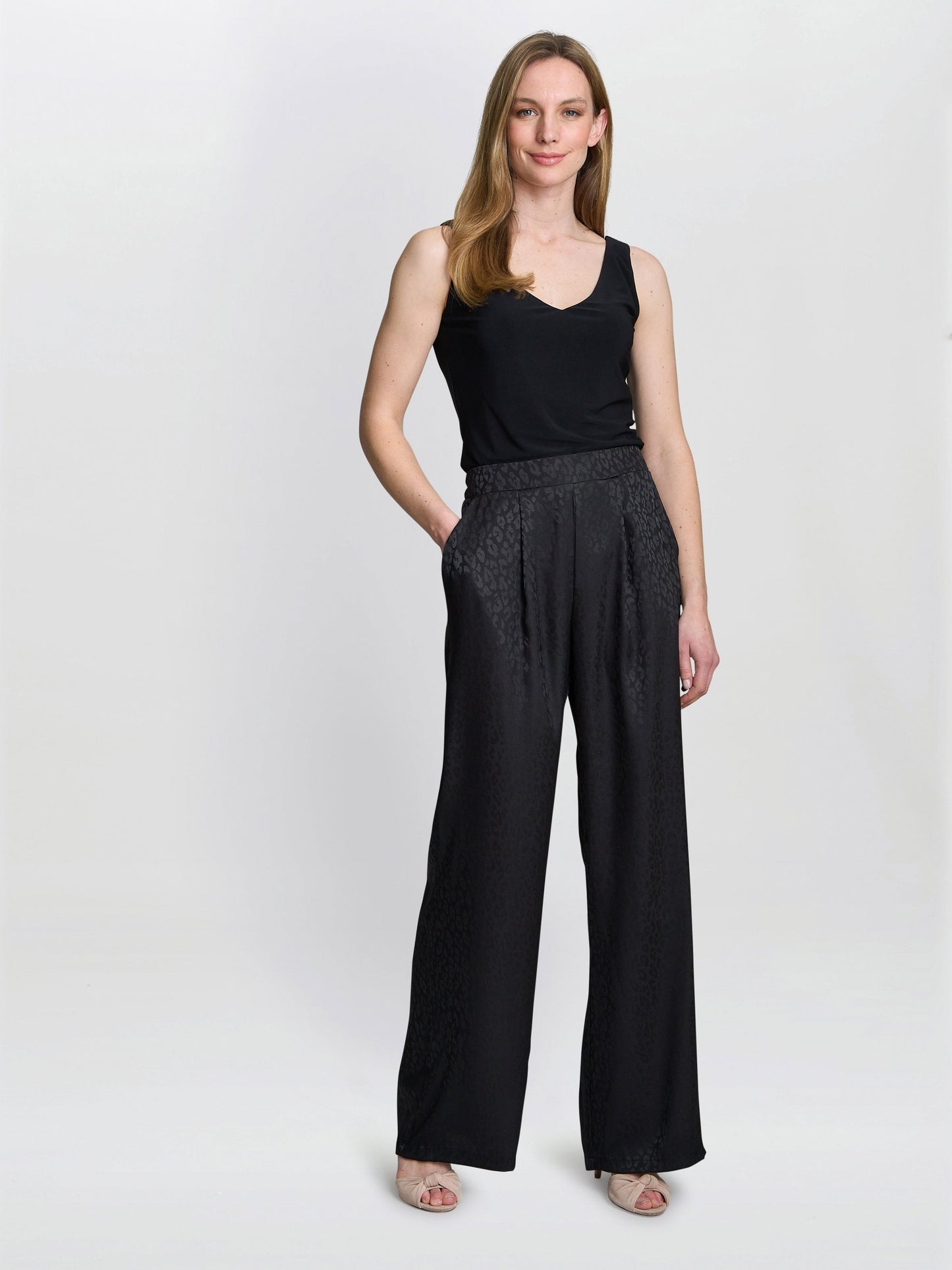  Sabine Satin Jacquard Pull On Trouser