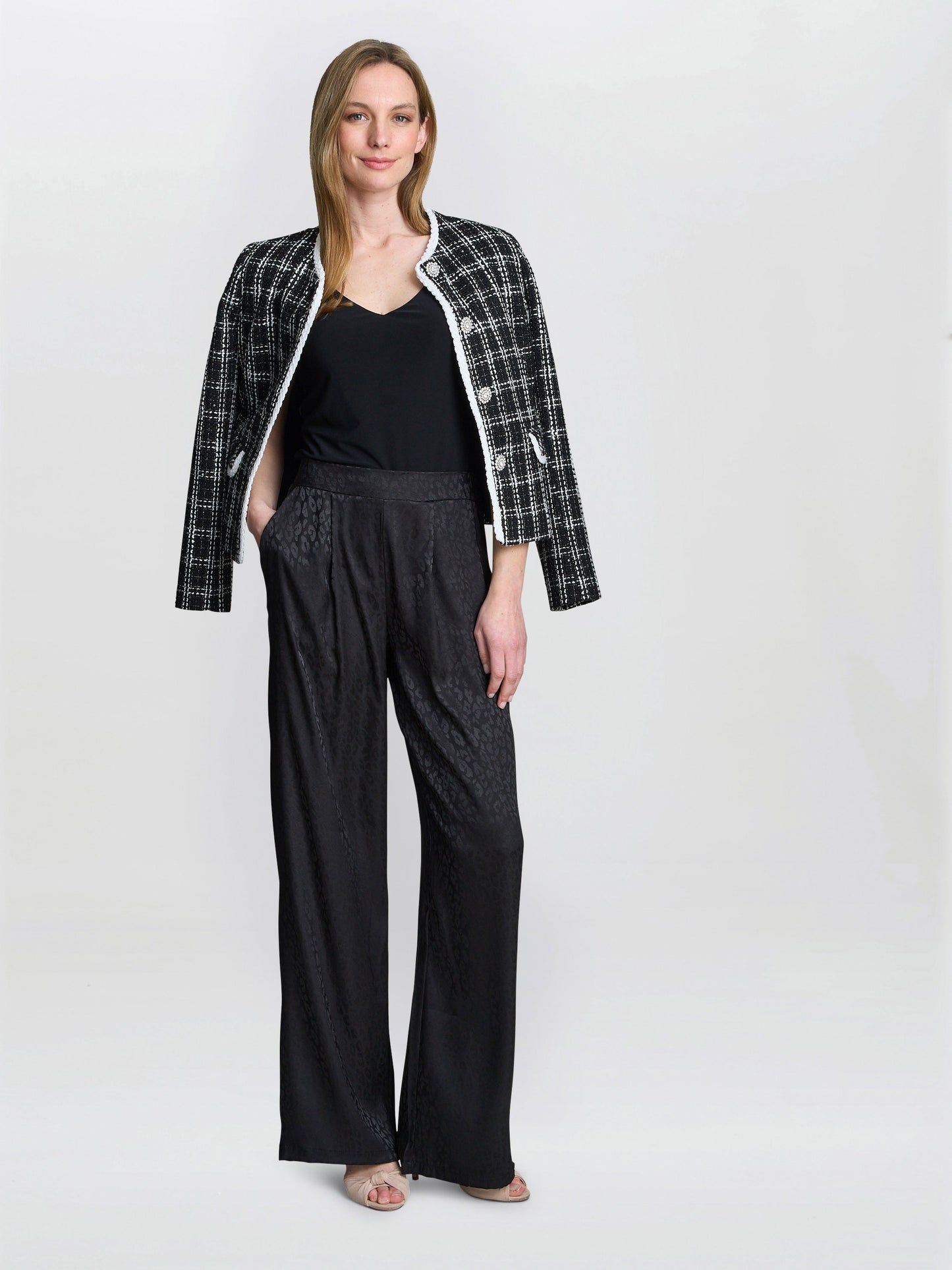  Sabine Satin Jacquard Pull On Trouser