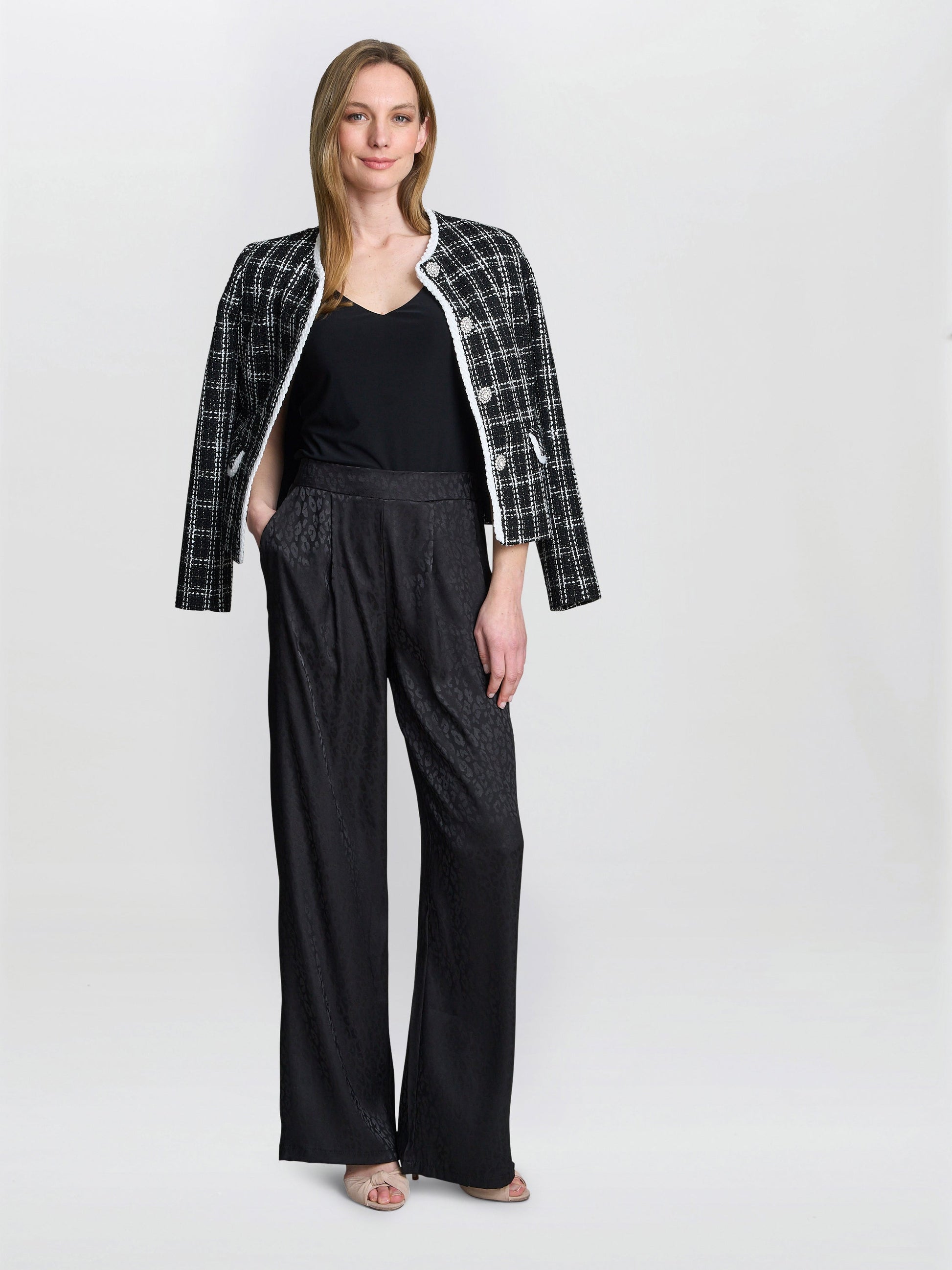  Sabine Satin Jacquard Pull On Trouser