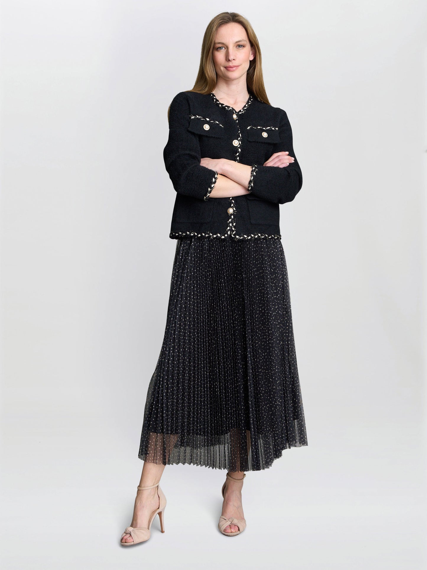  Roslynn Pleated Mesh Skirt