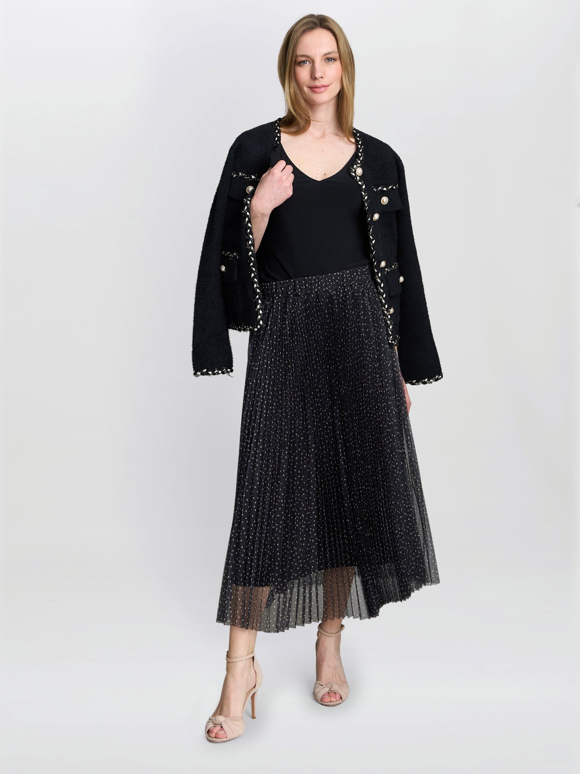  Roslynn Pleated Mesh Skirt