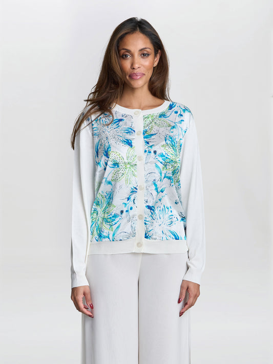  Vilma Floral Satin Front Cardigan