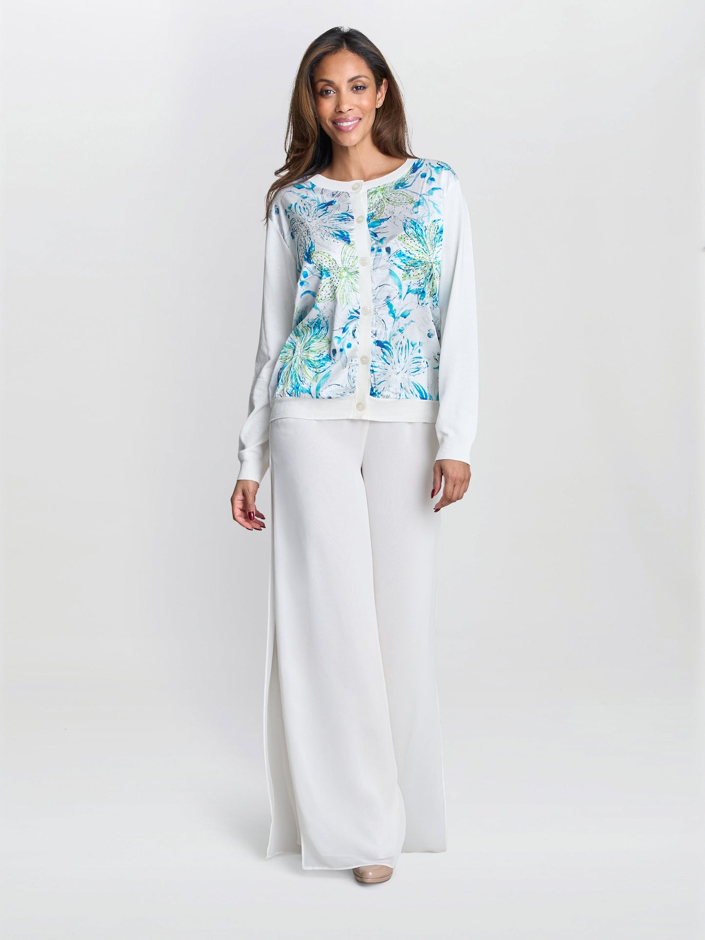  Vilma Floral Satin Front Cardigan