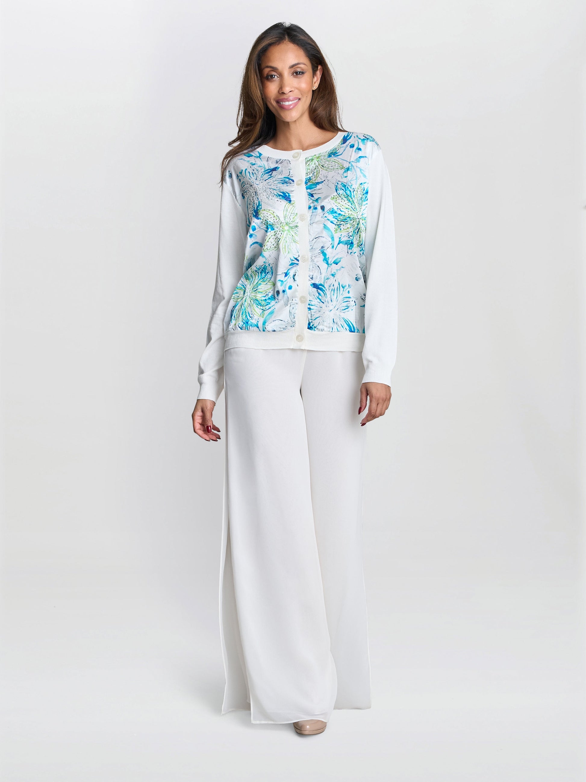  Vilma Floral Satin Front Cardigan