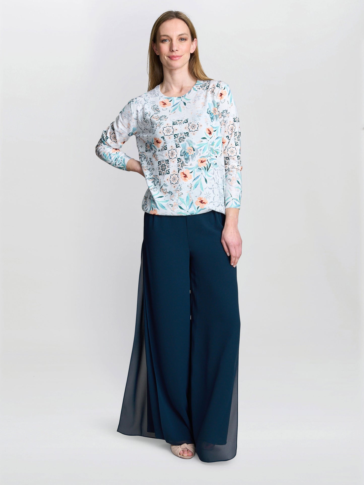  Violetta Floral Print Sweater With Diamante Details