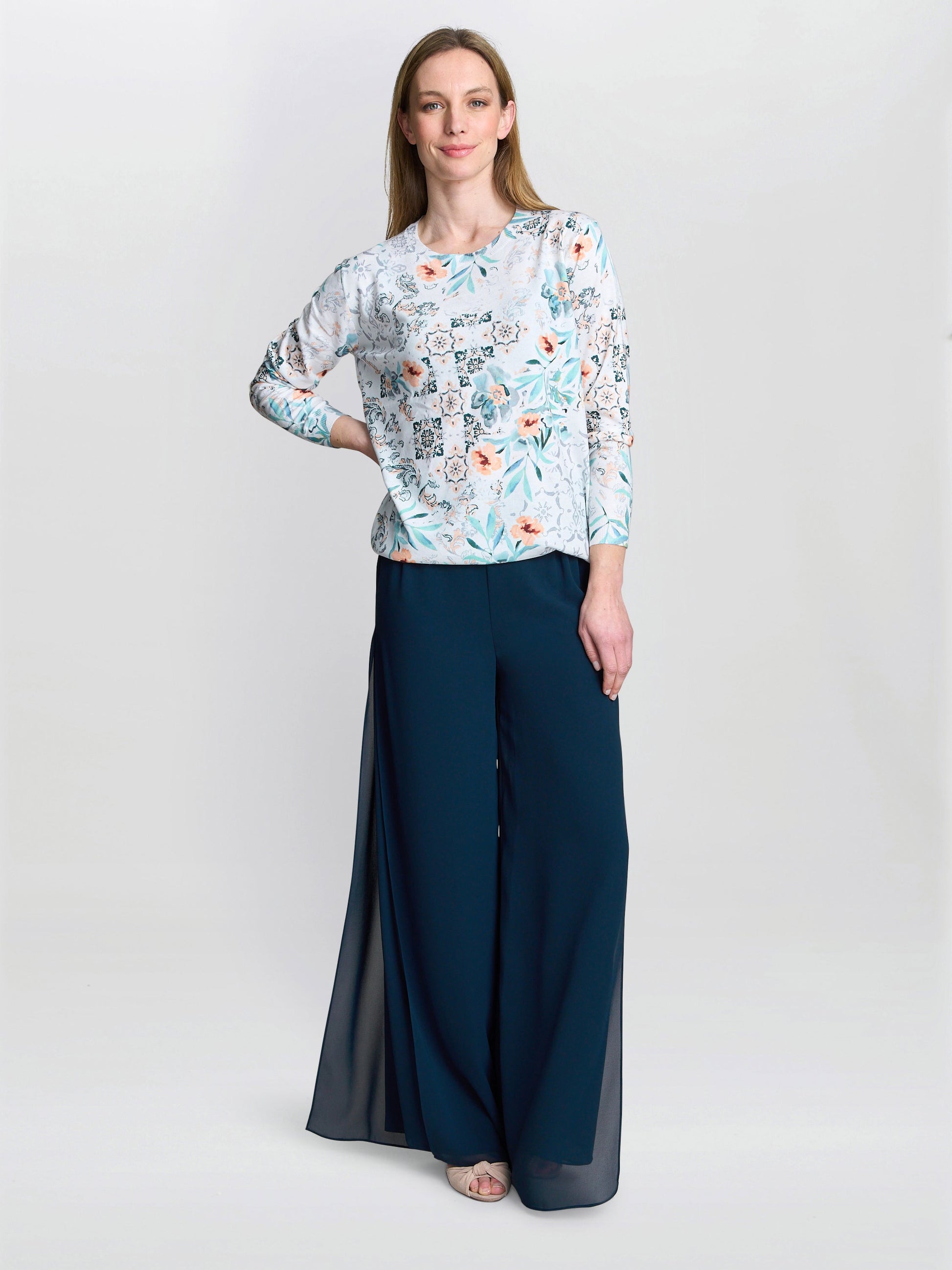  Violetta Floral Print Sweater With Diamante Details