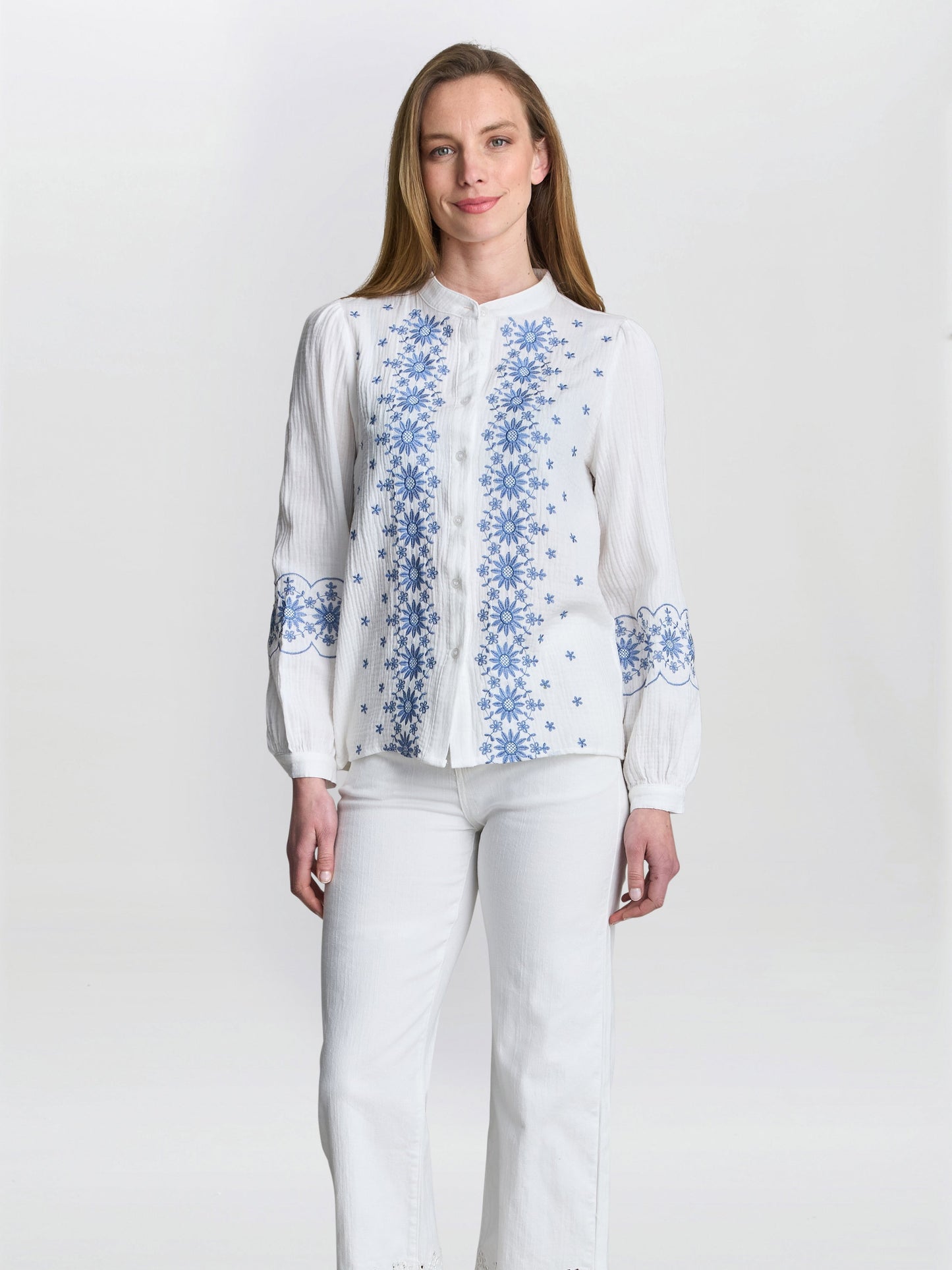  Clare Cotton Muslin Embroidered Shirt