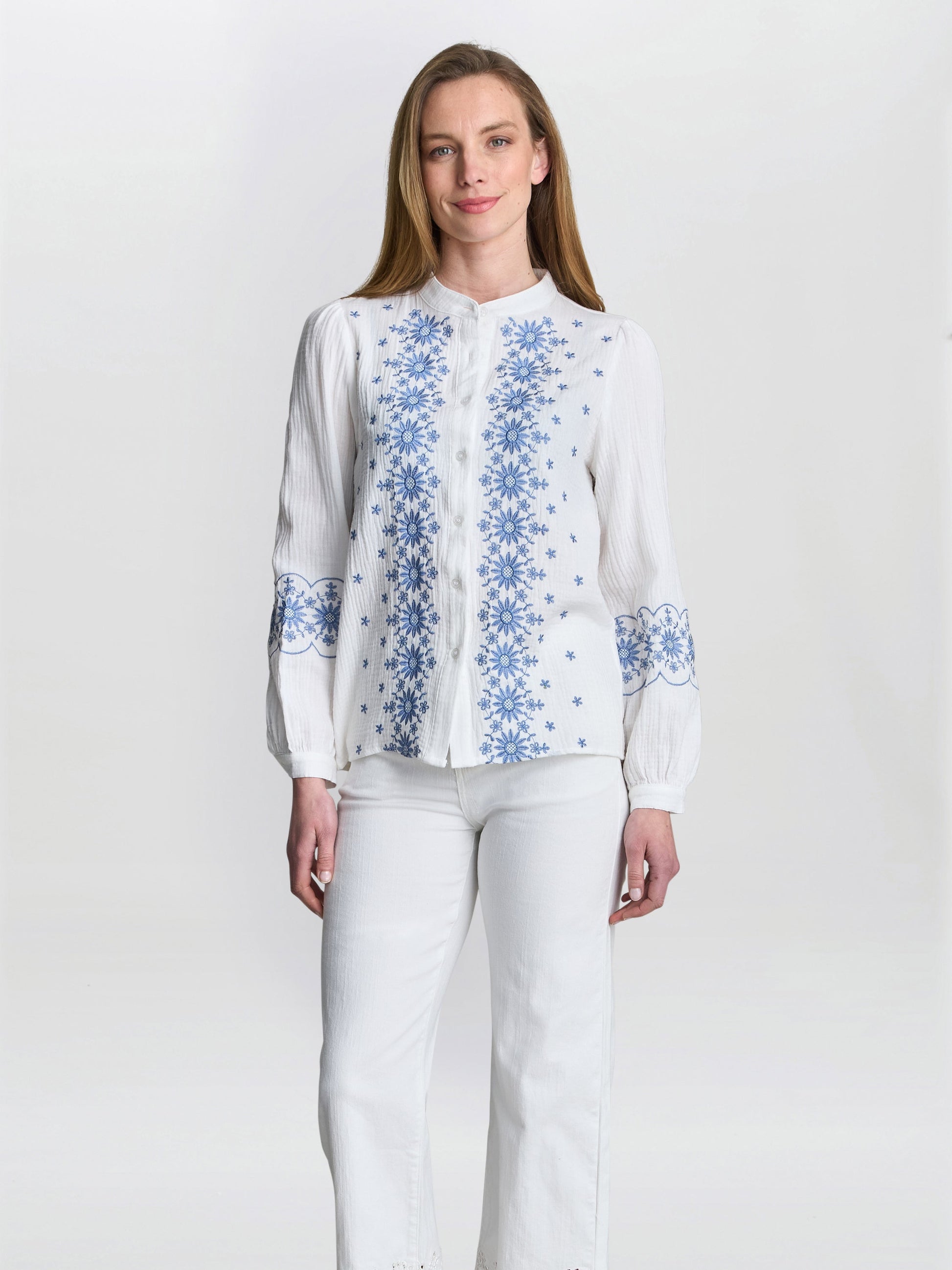  Clare Cotton Muslin Embroidered Shirt
