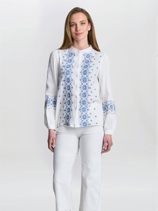  Clare Cotton Muslin Embroidered Shirt
