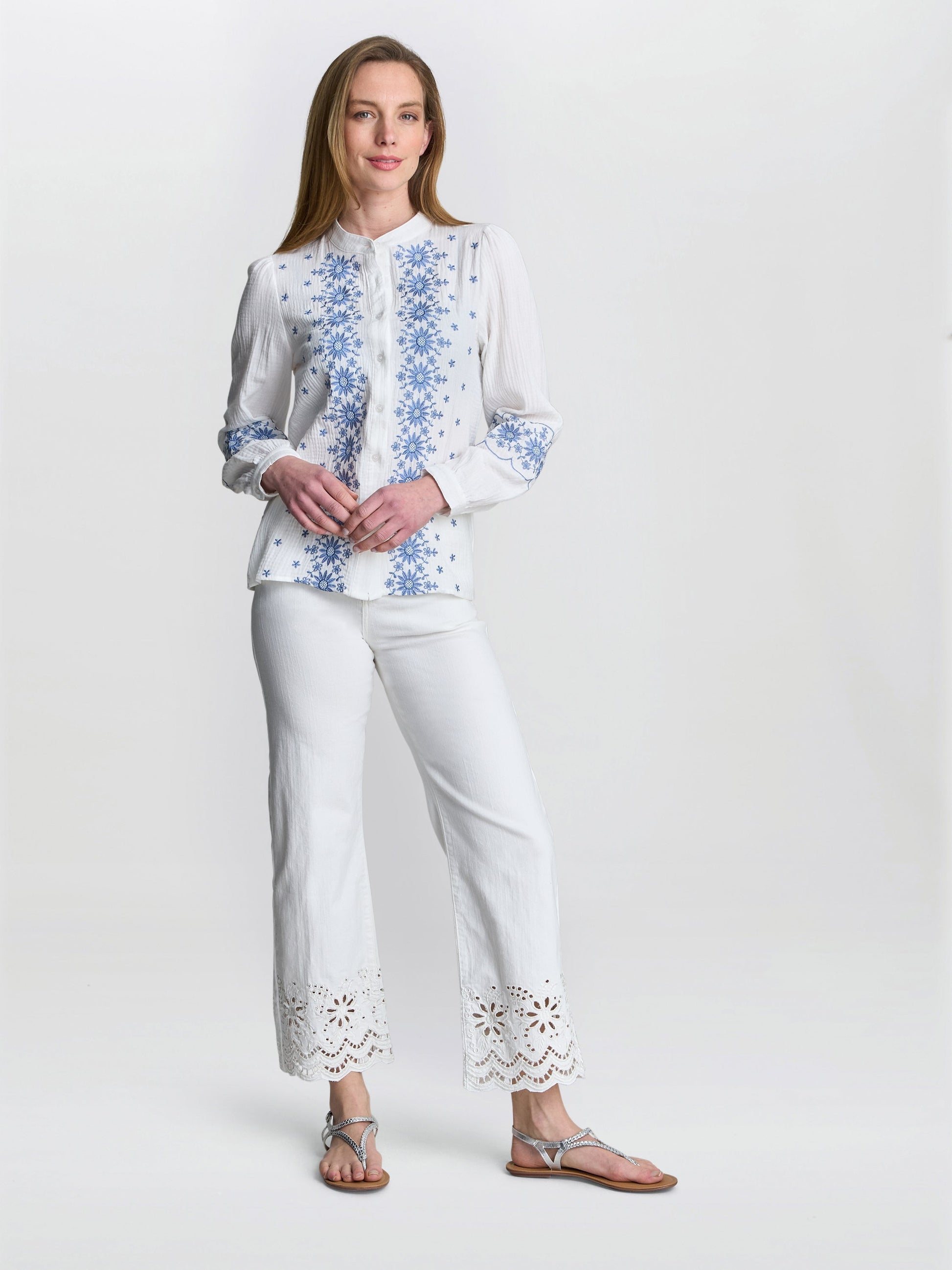  Clare Cotton Muslin Embroidered Shirt