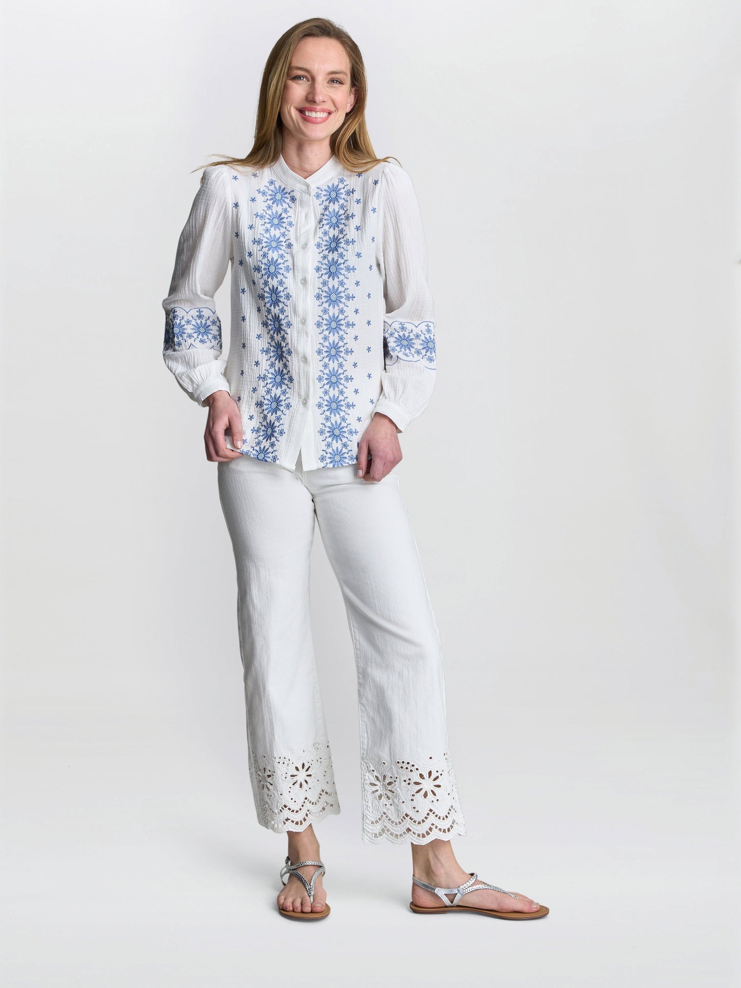  Clare Cotton Muslin Embroidered Shirt
