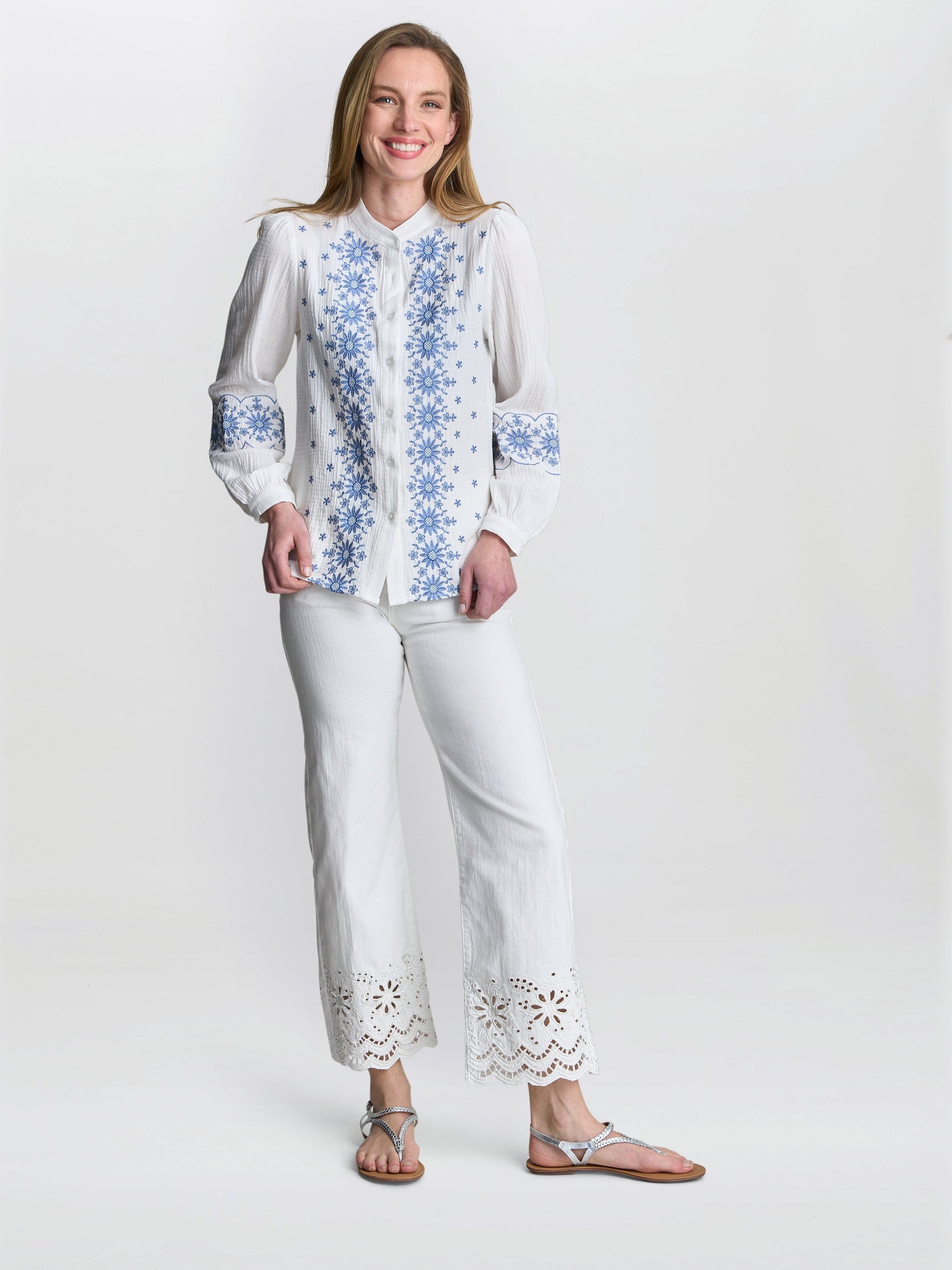 Clare Cotton Muslin Embroidered Shirt