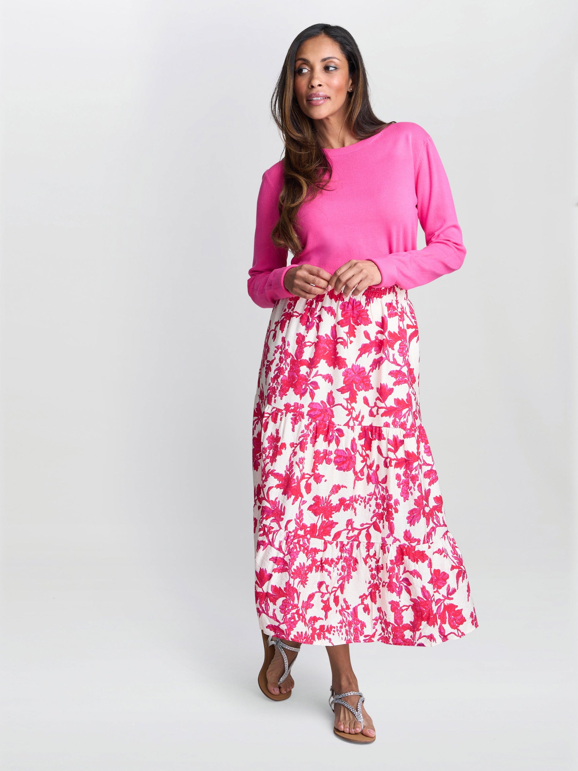  Chris Fuchsia Floral Skirt
