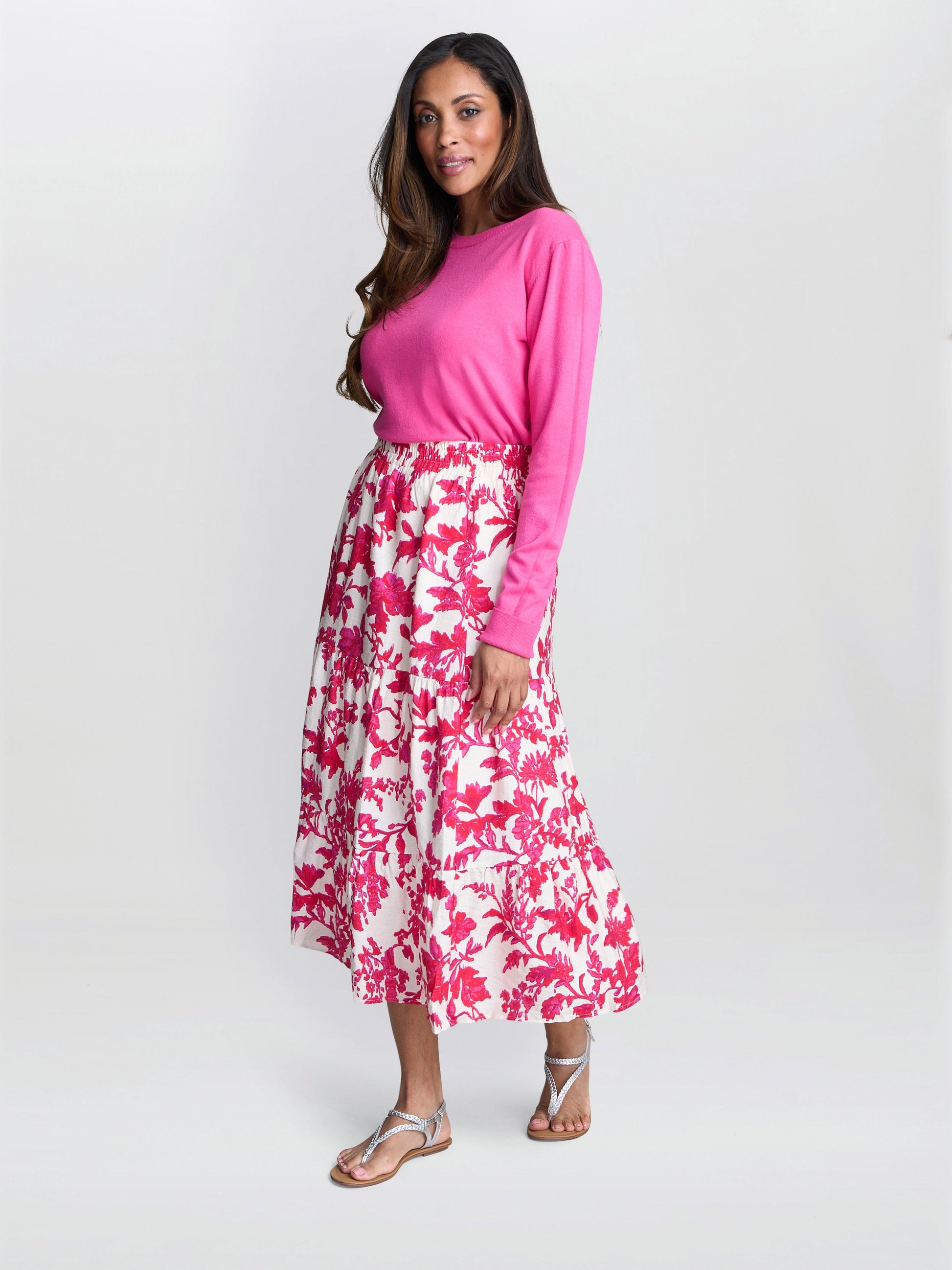  Chris Fuchsia Floral Skirt