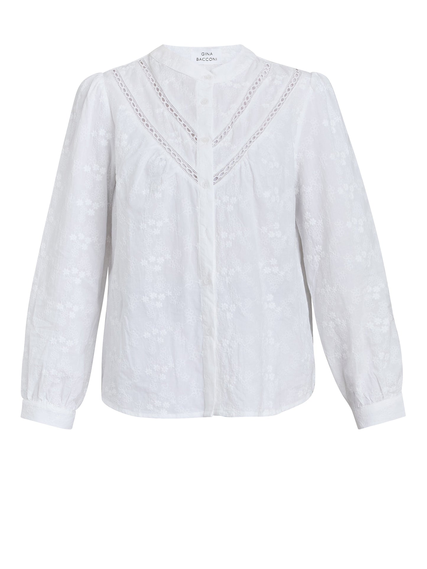  Cindi Embroidered Cotton Collarless Shirt