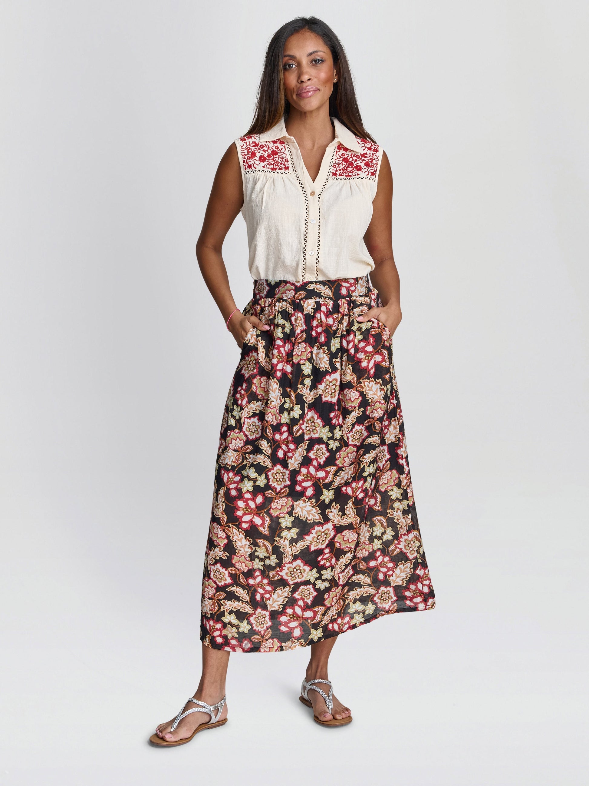  Claude Embroidered Cotton Sleeveless Shirt